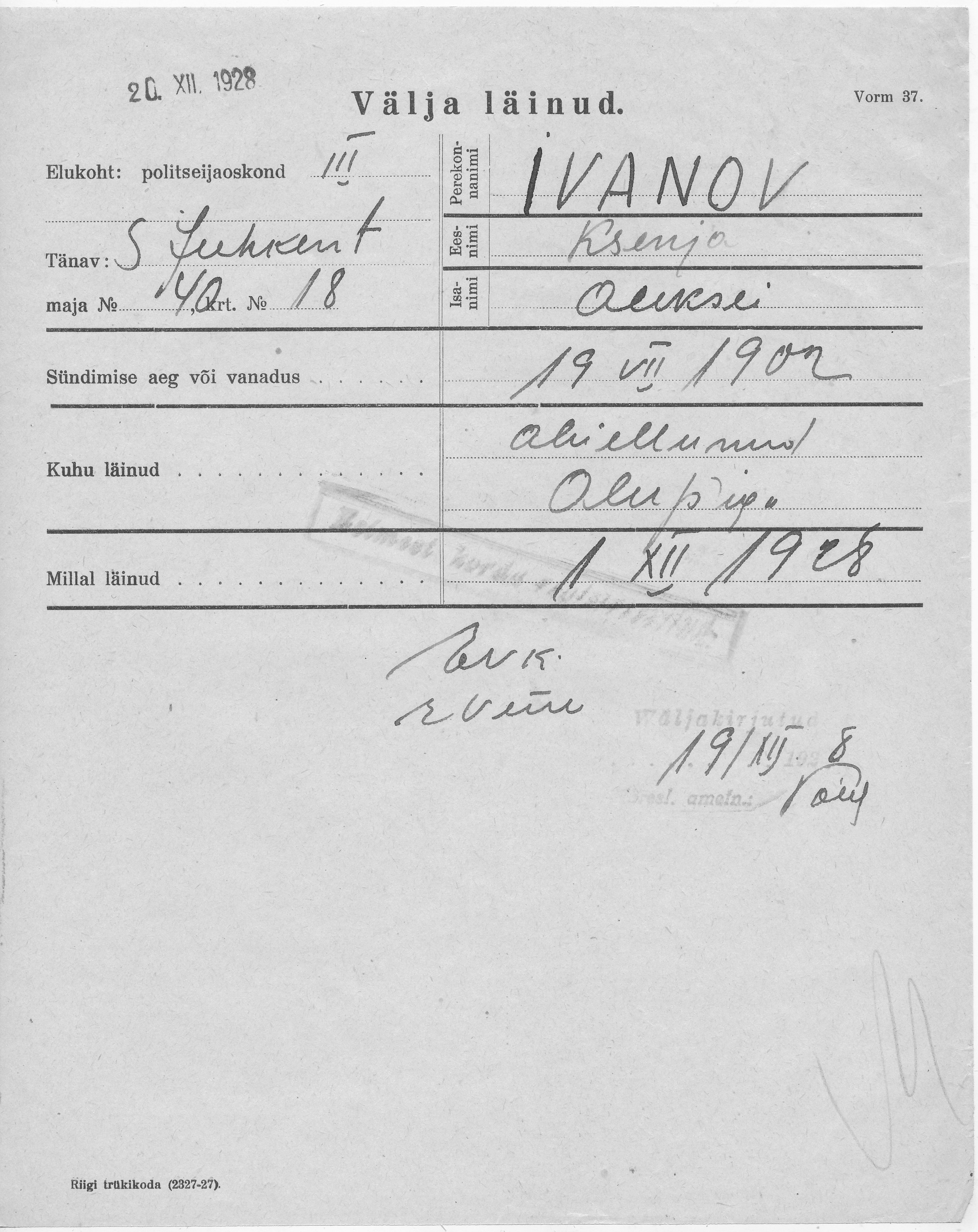 Ivanov, Ksenja, Aleksei