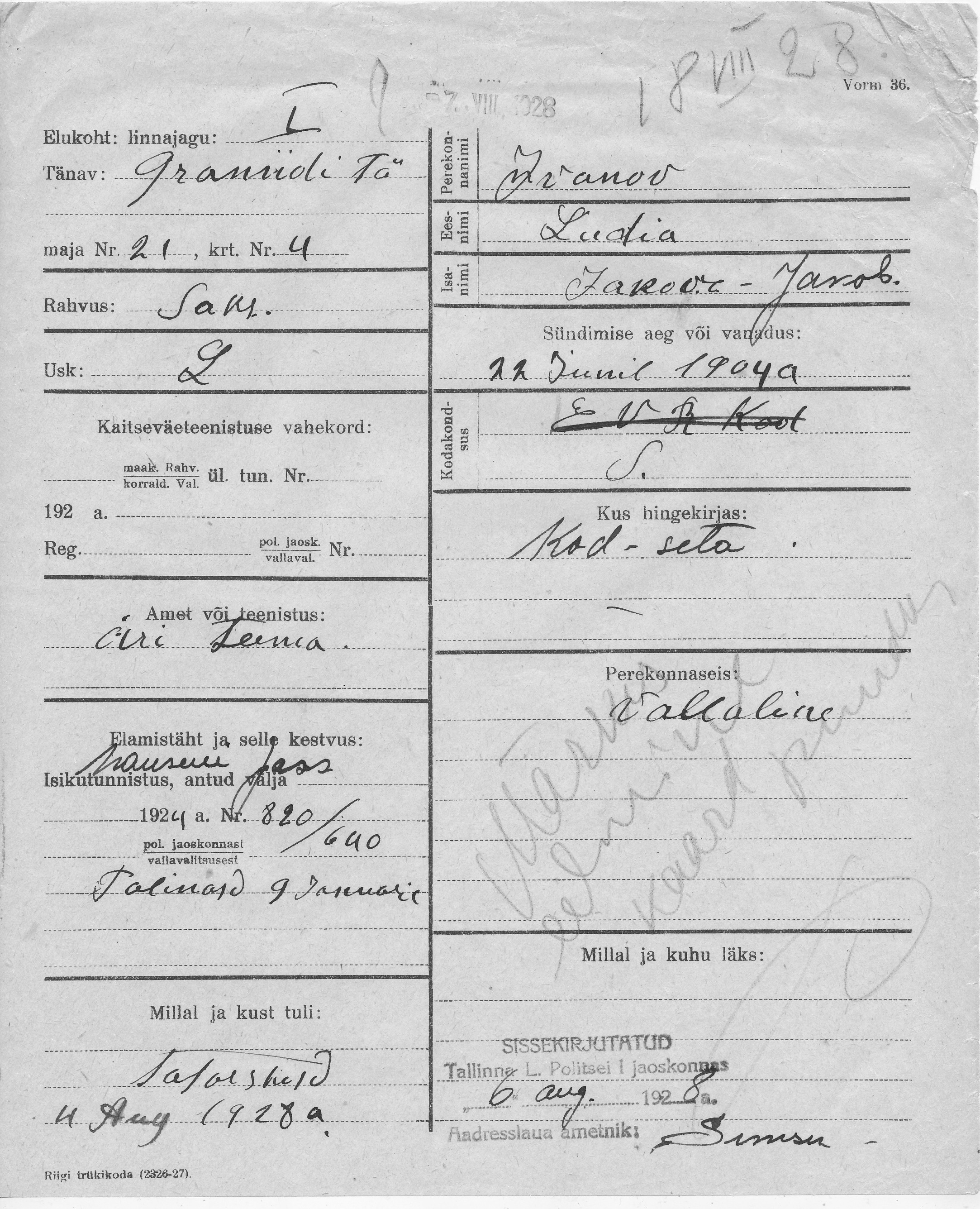 Ivanov, Liidia, Jakob