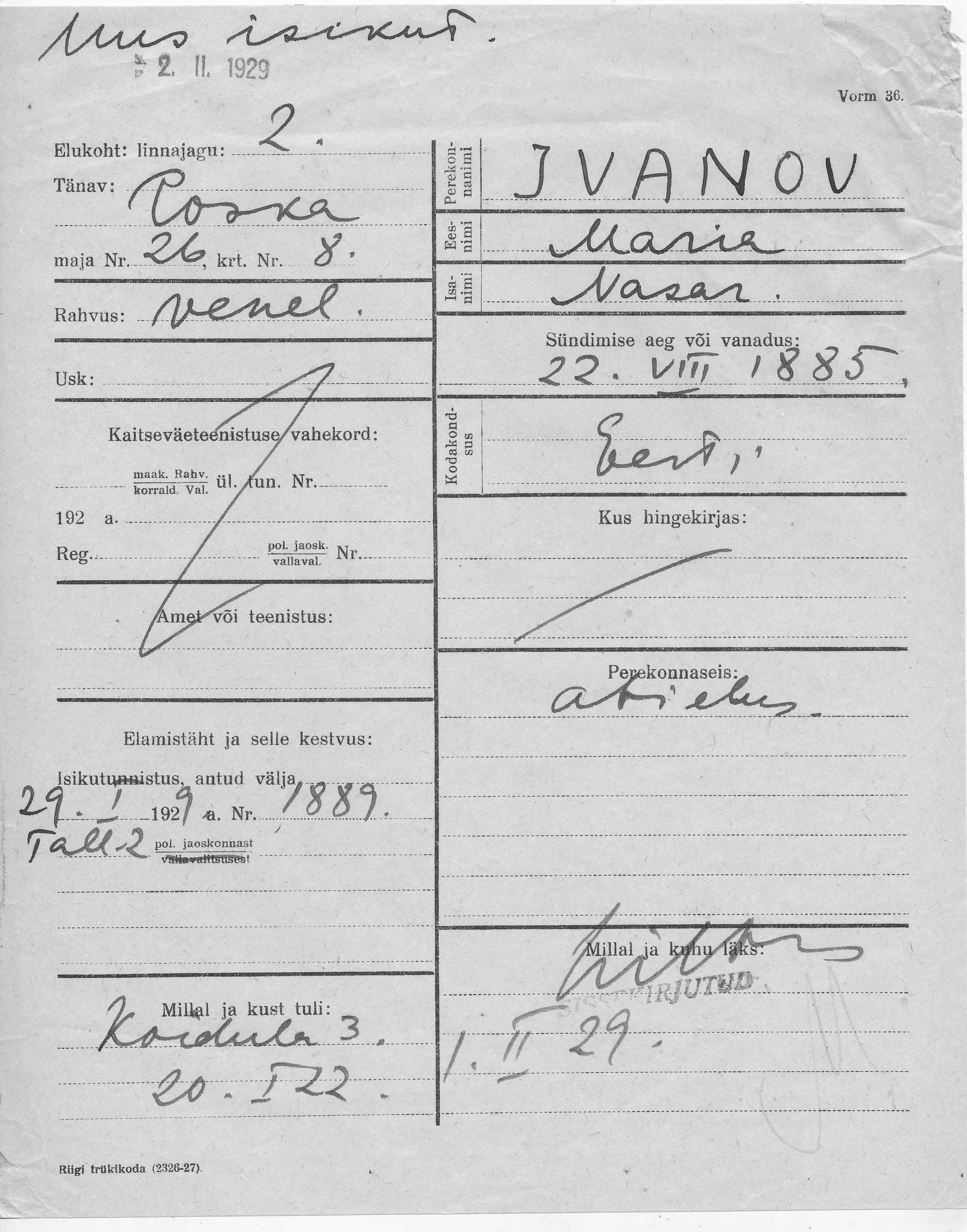 Ivanov, Maria, Nasar