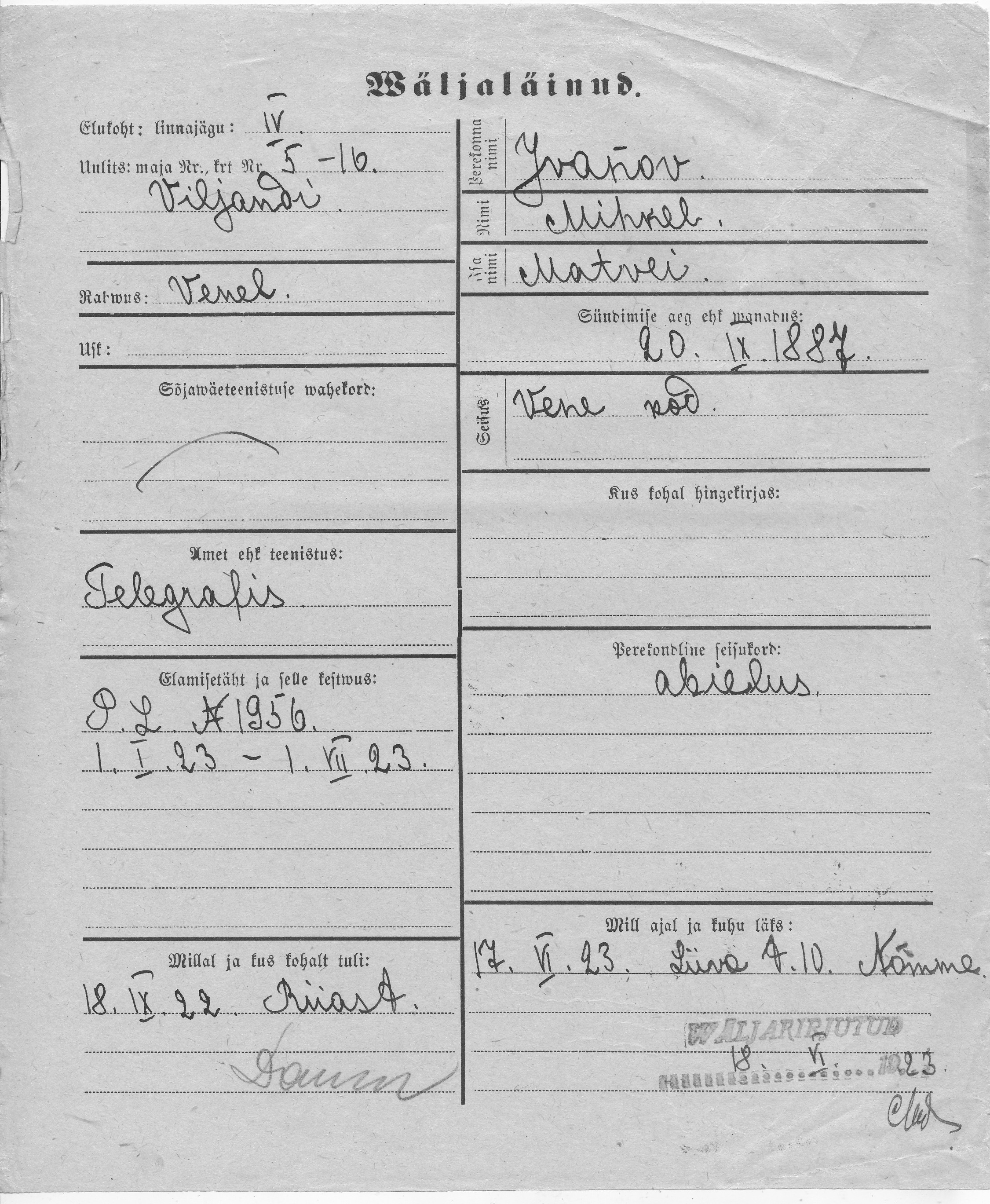 Ivanov, Mihkel, Matvei