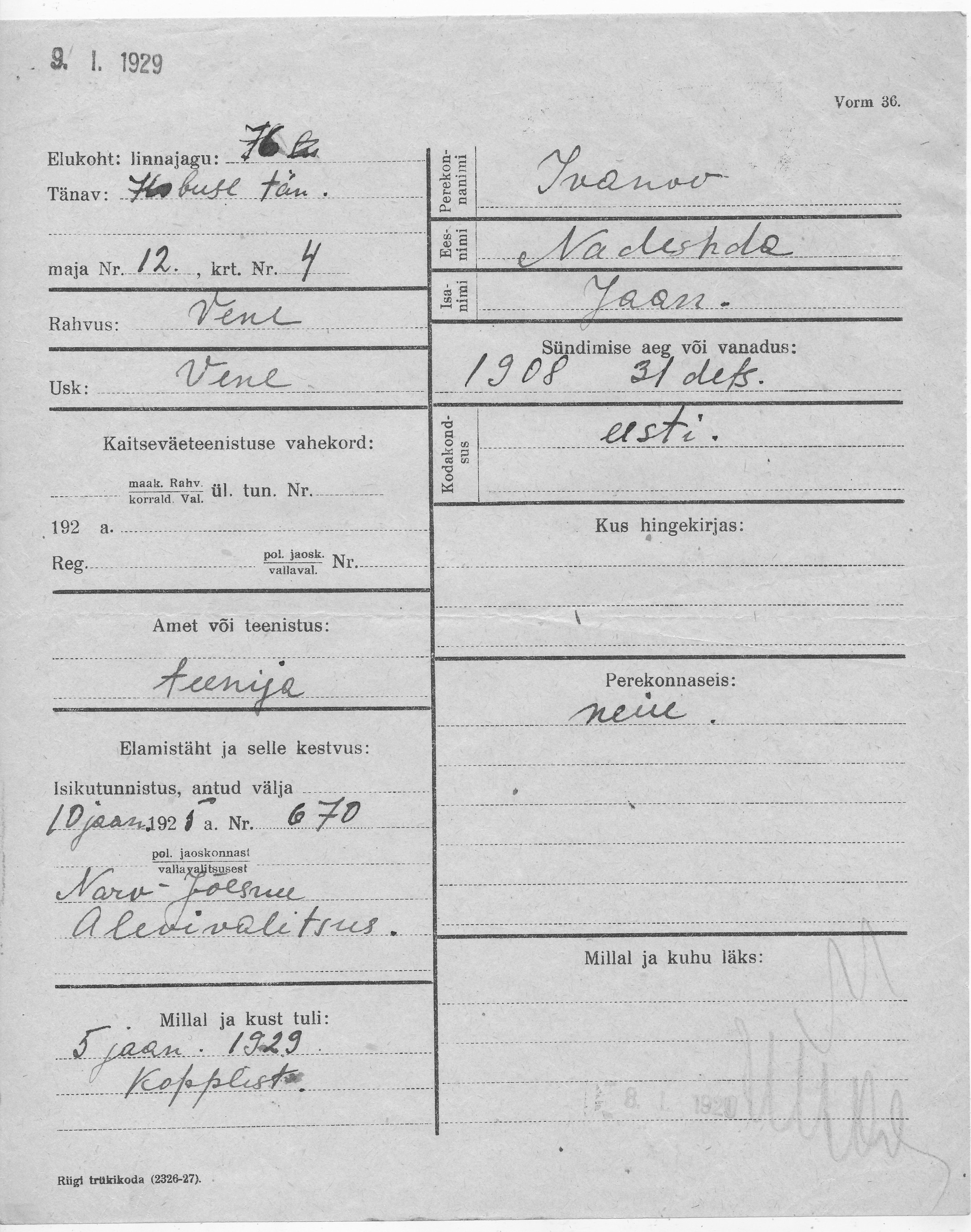 Ivanov, Nadeshda, Jaan