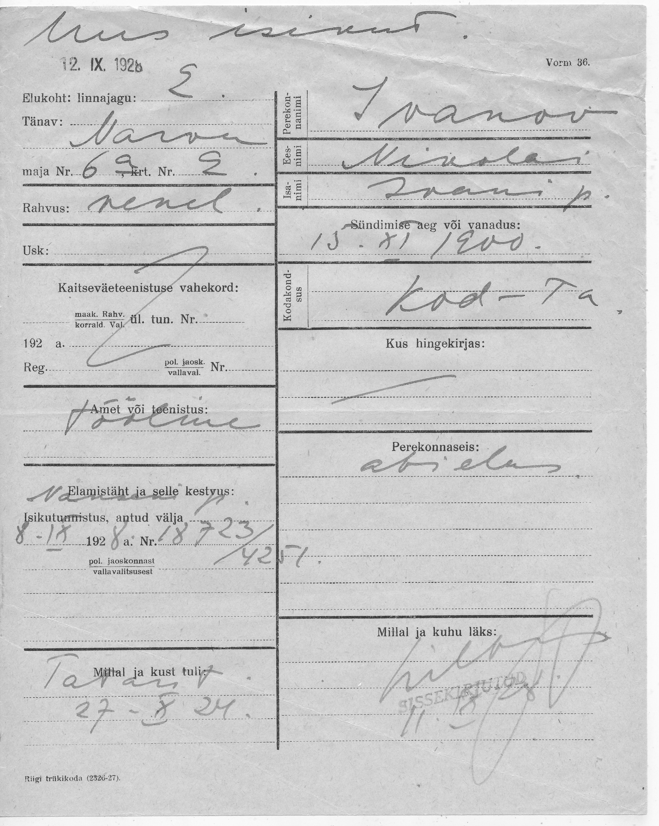 Ivanov, Nikolai, Jaan