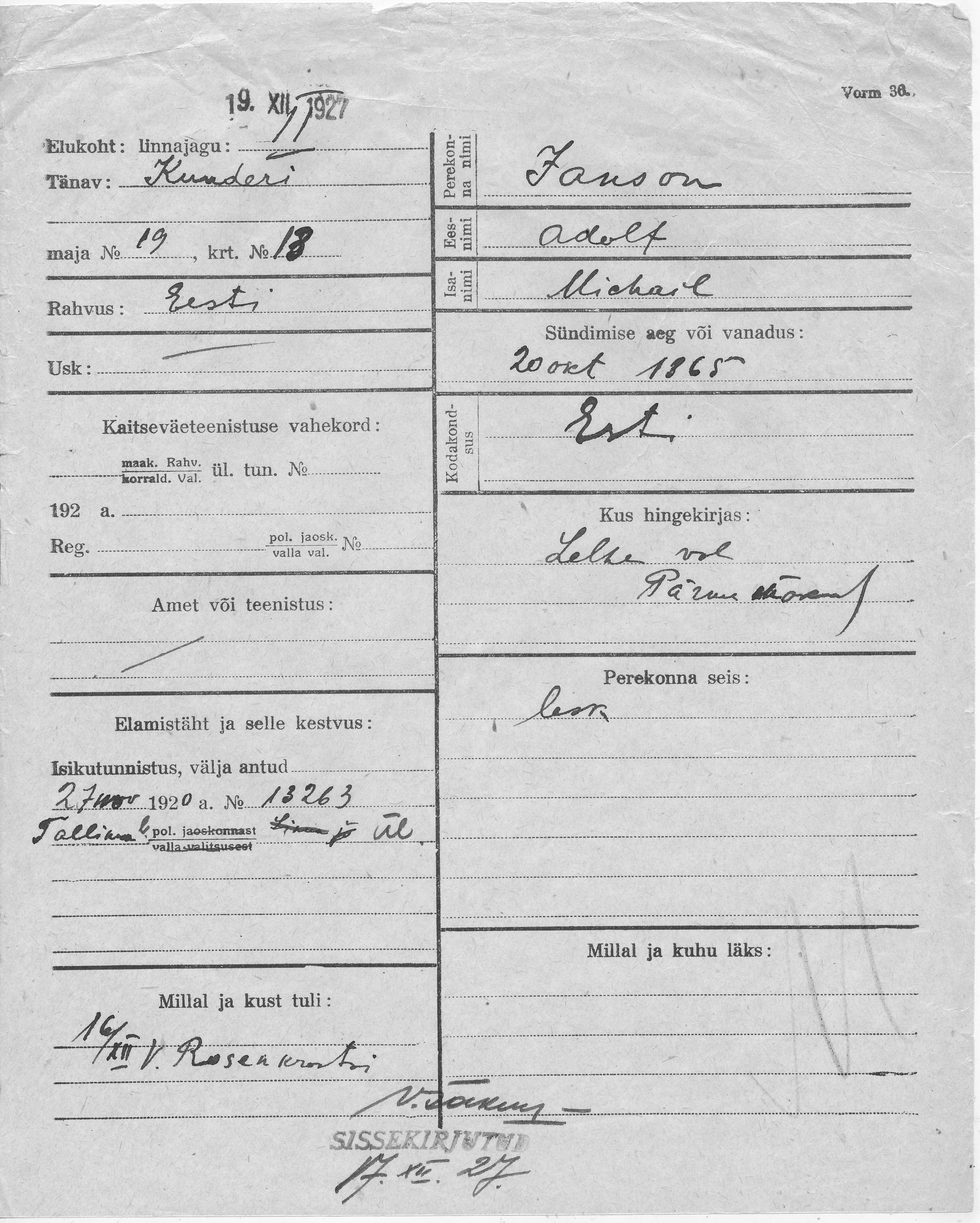 Janson, Adolf, Michail