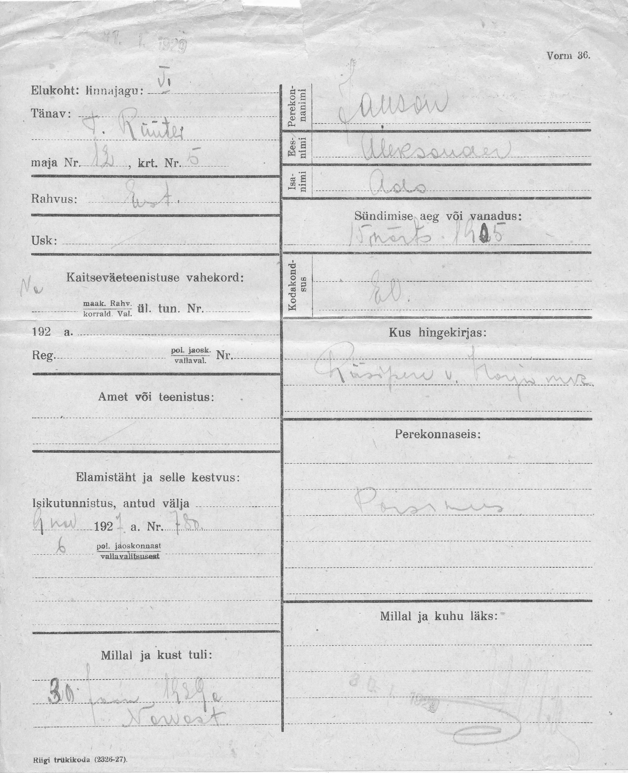 Janson, Aleksander, Ado