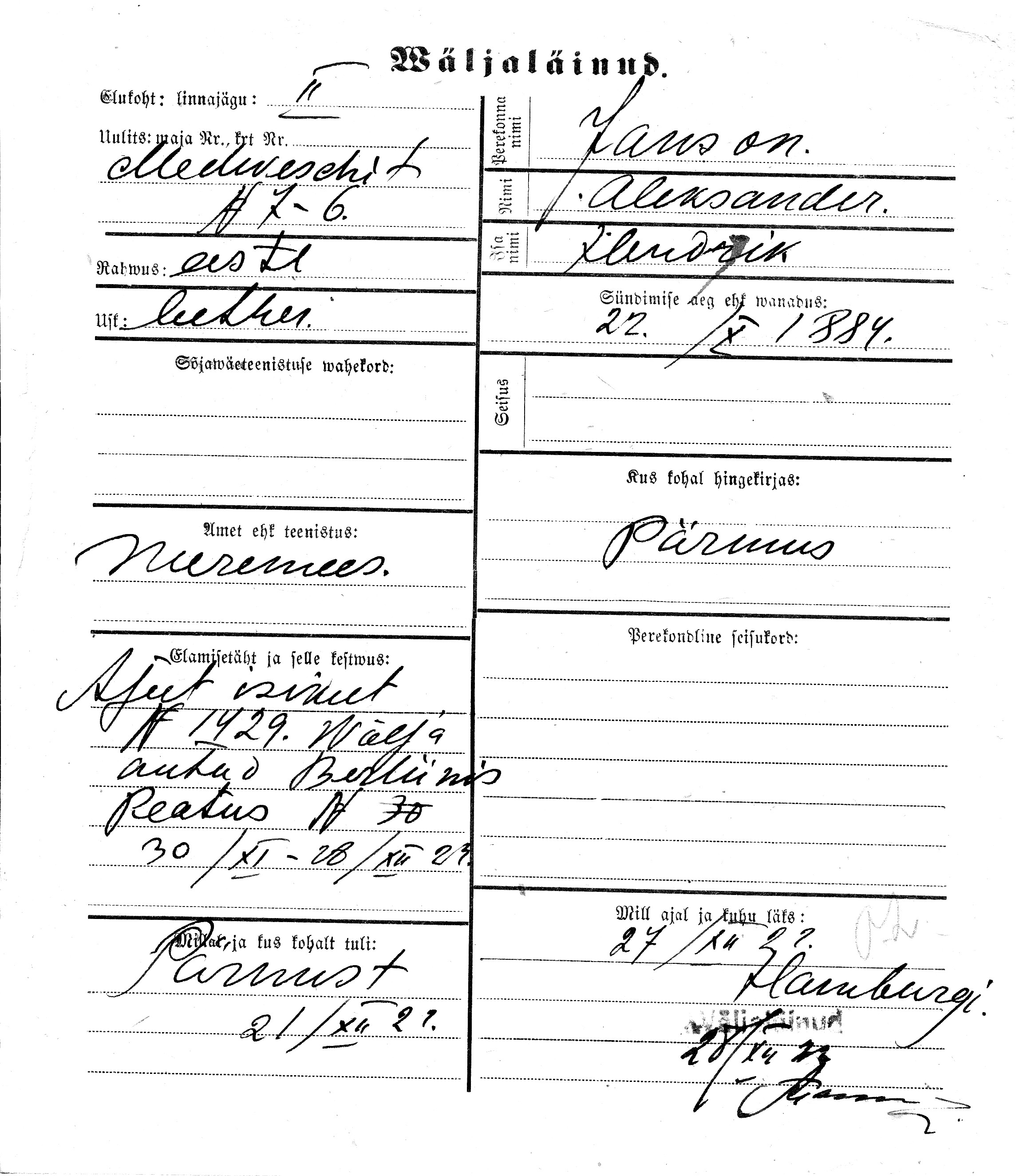 Janson, Aleksander, Hendrik