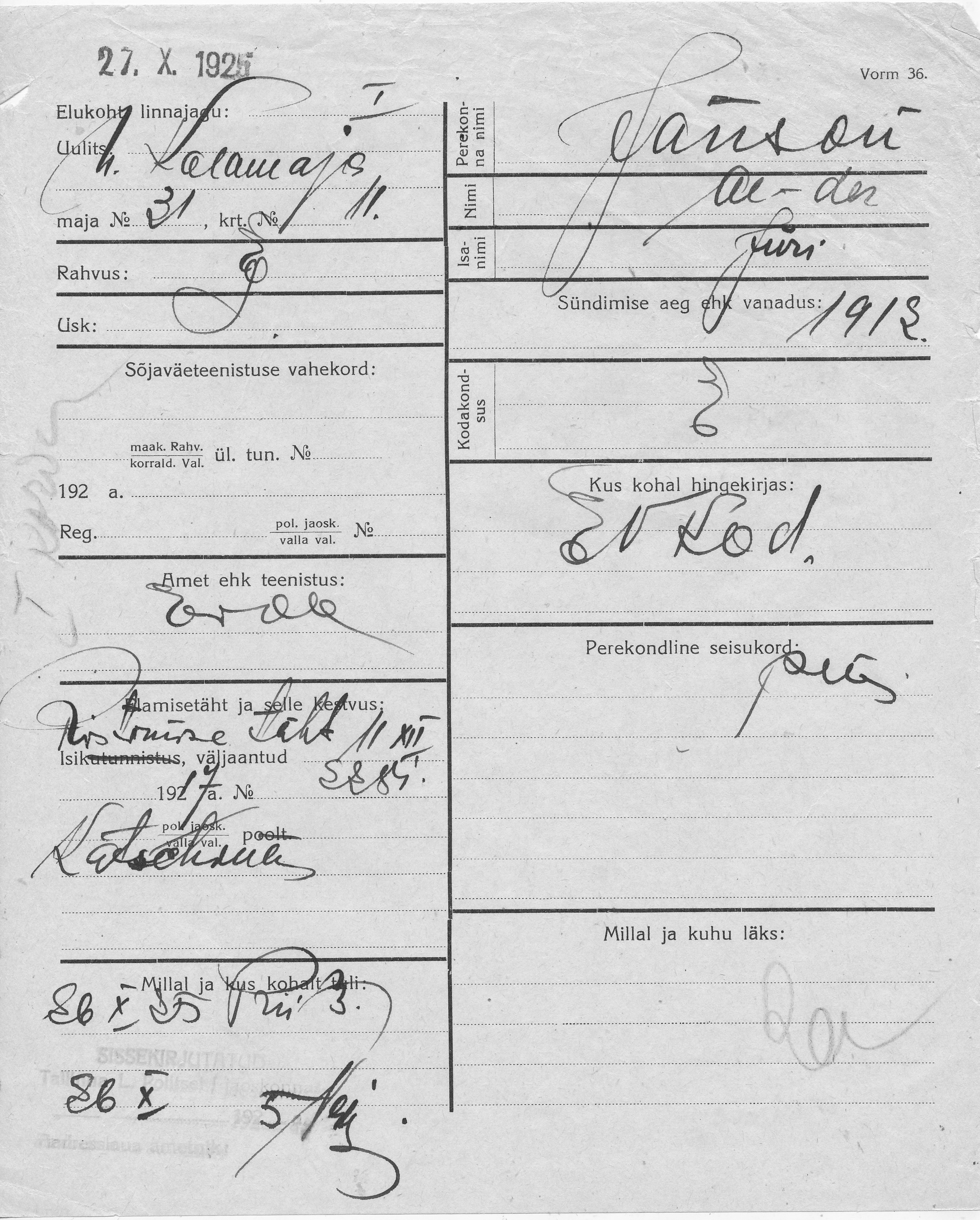 Janson, Aleksander, Jüri