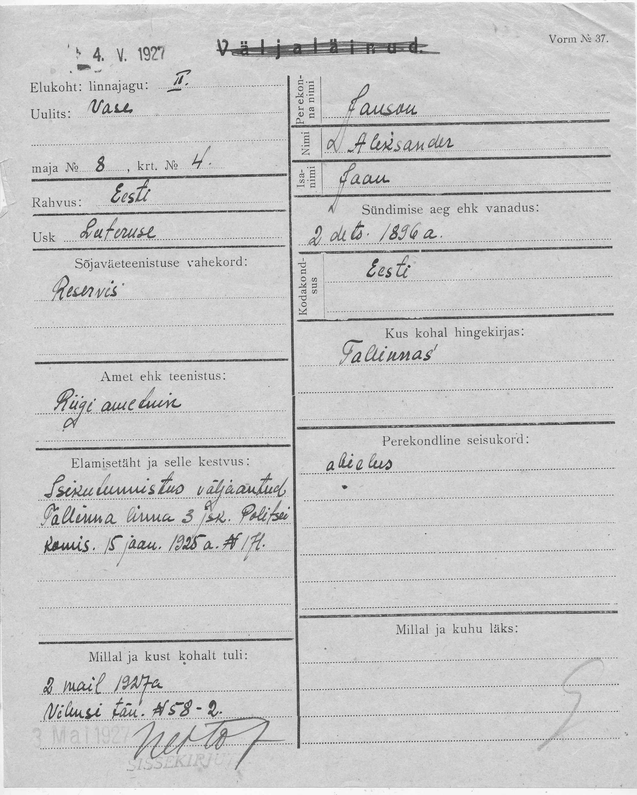 Janson, Aleksander, Jaan