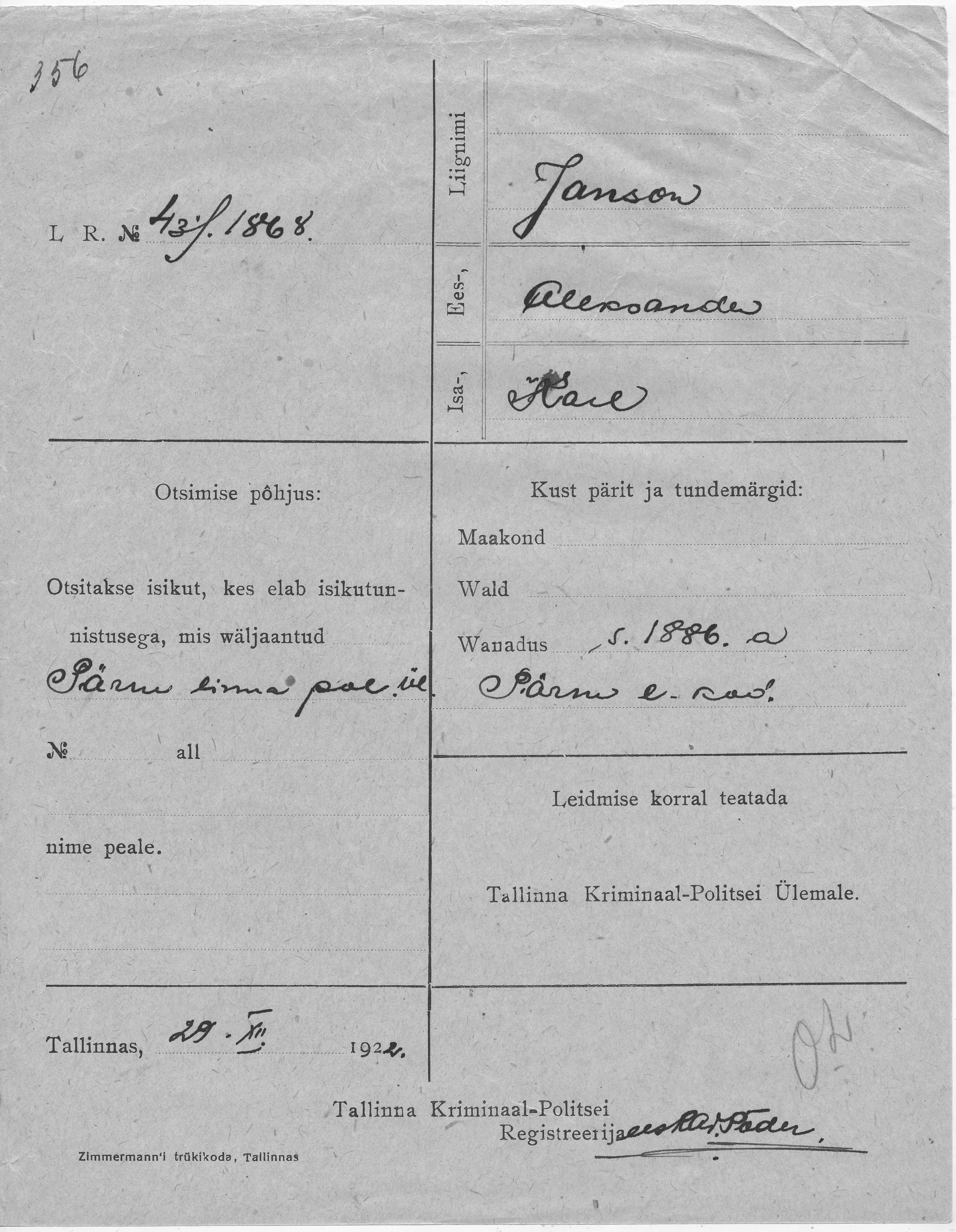 Janson, Aleksander, Karl