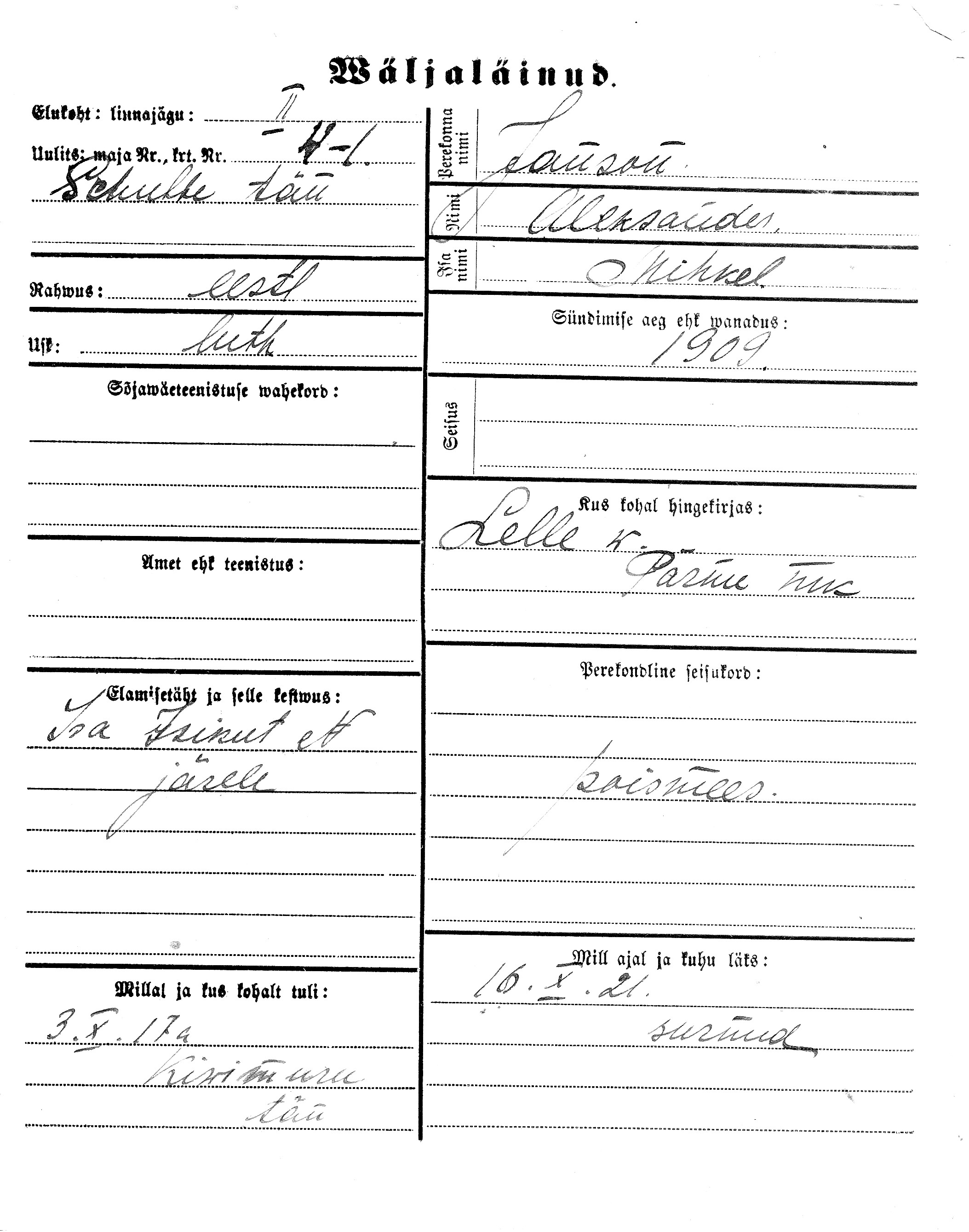 Janson, Aleksander, Mihkel