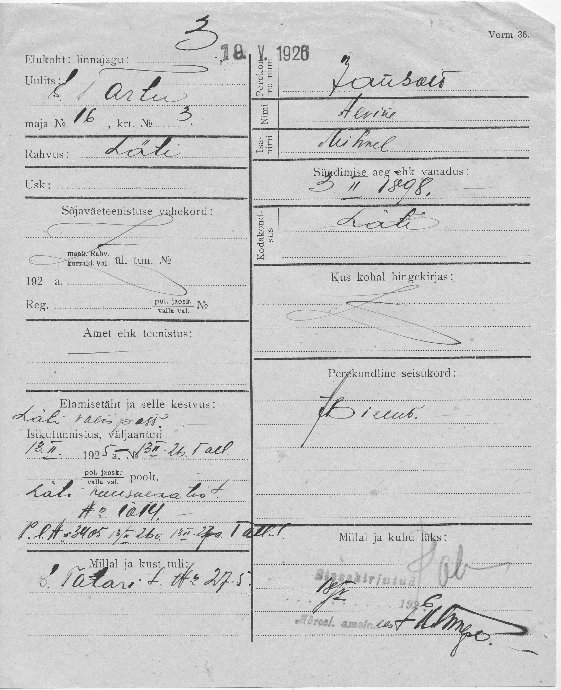 Janson, Alvine, Mihkel