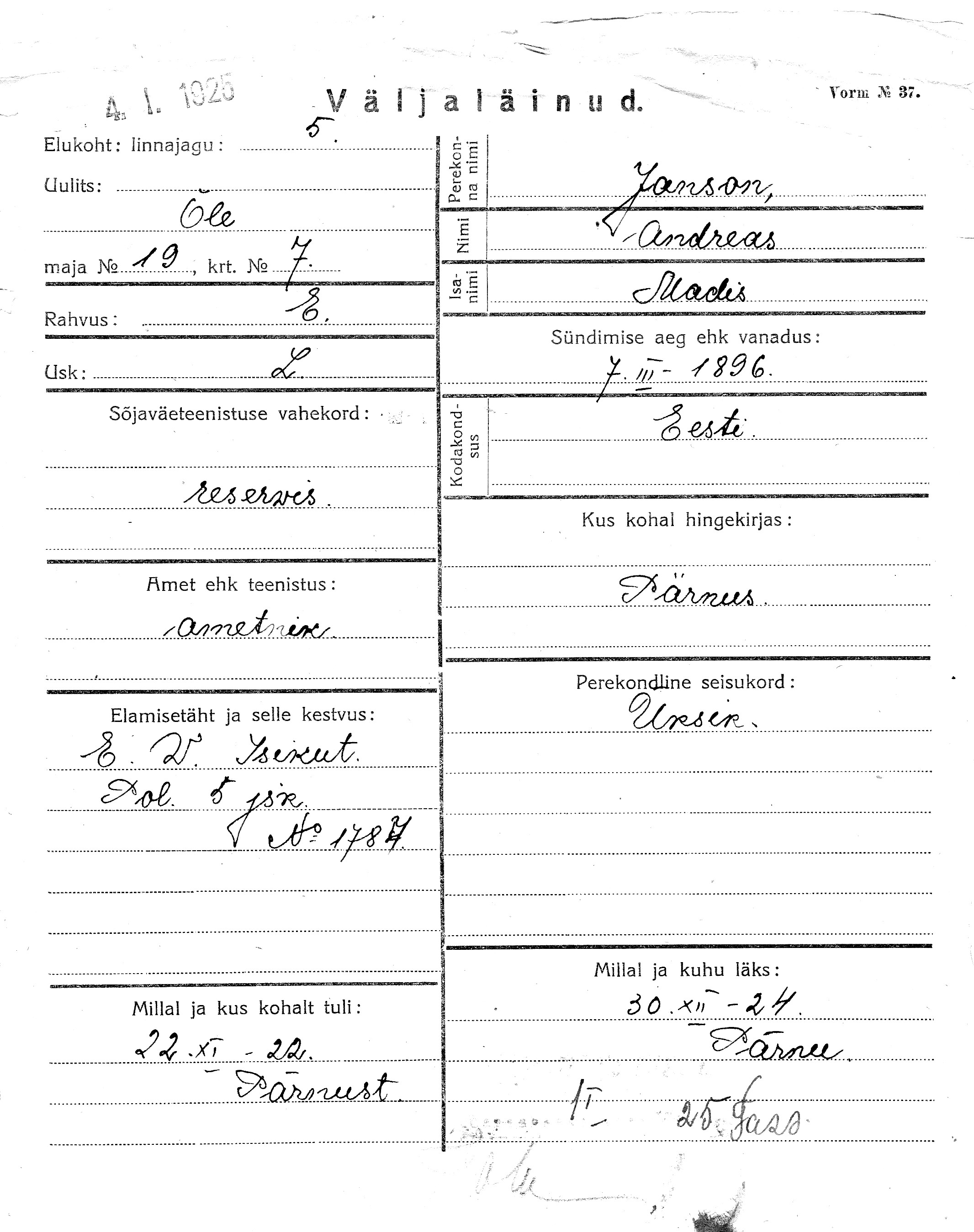 Janson, Andreas, Madis