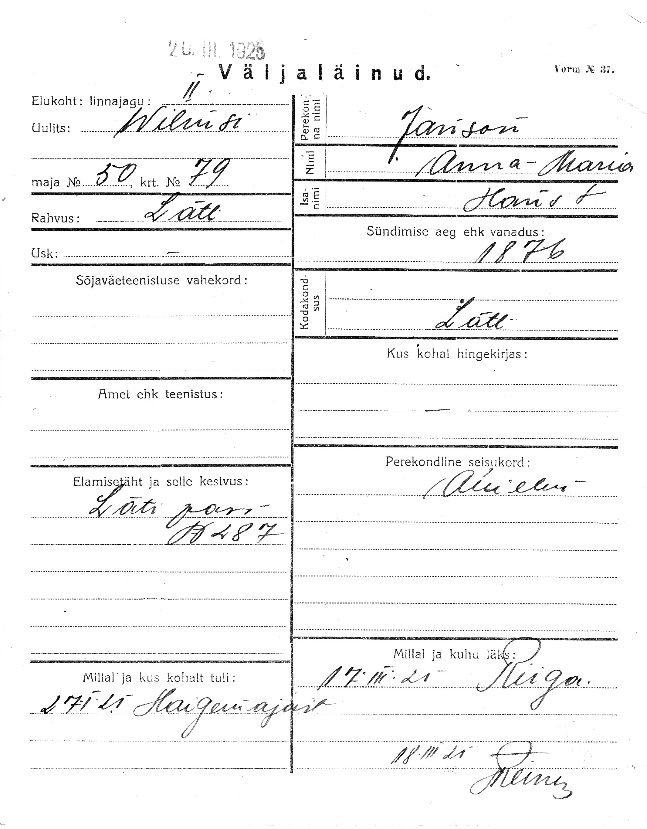 Janson, Anna-Maria, Hans