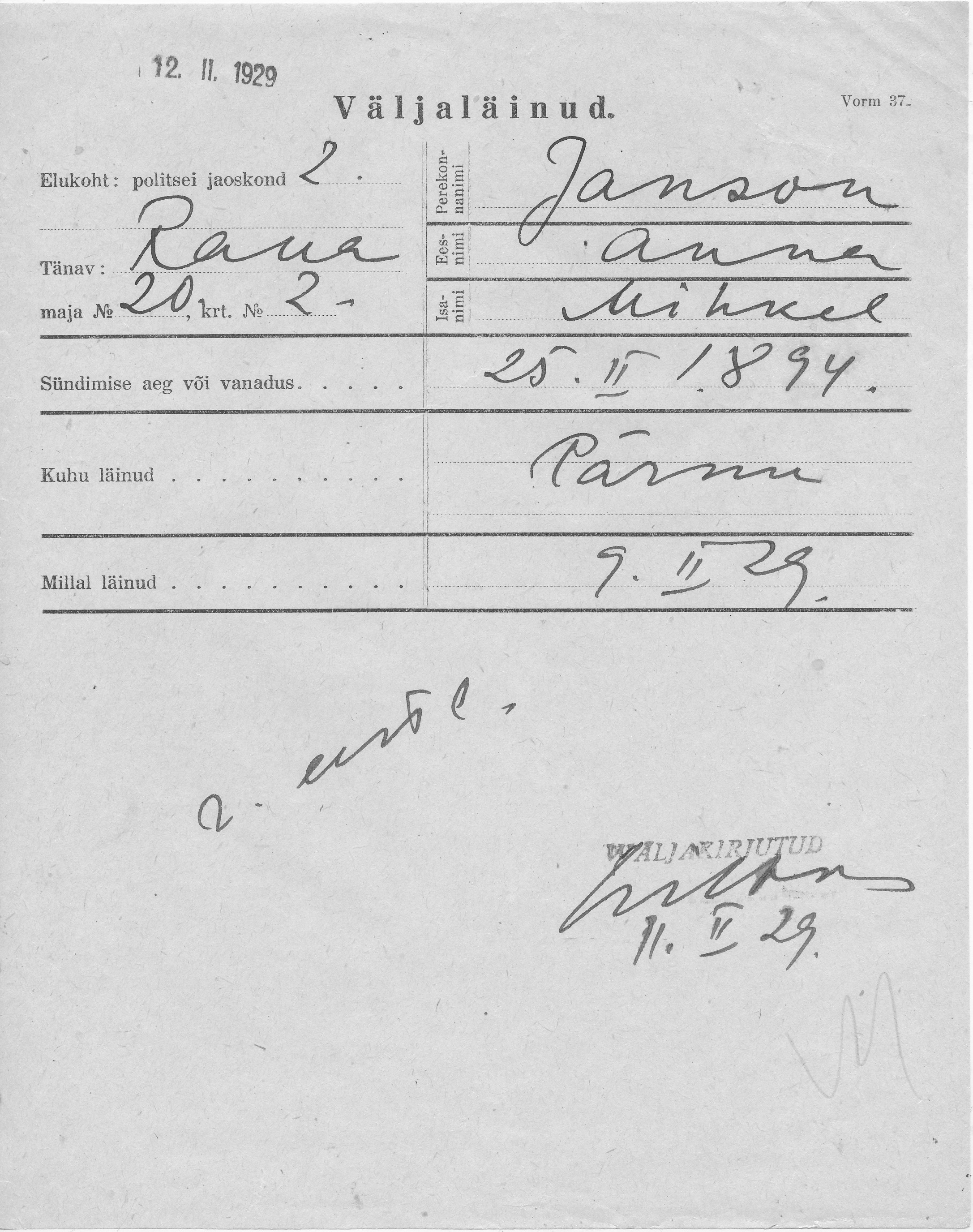 Janson, Anna, Mihkel