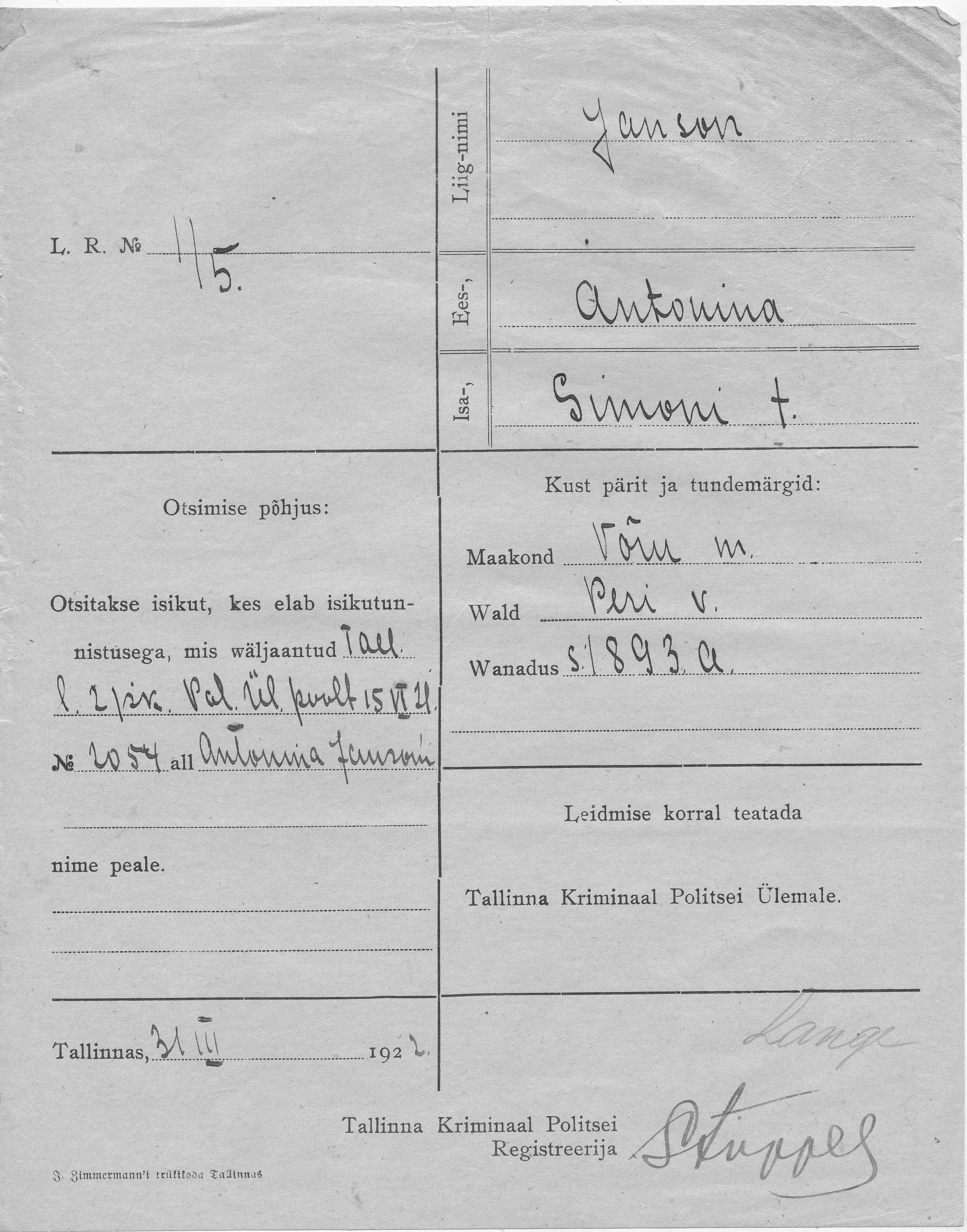 Janson, Antonina, Simon