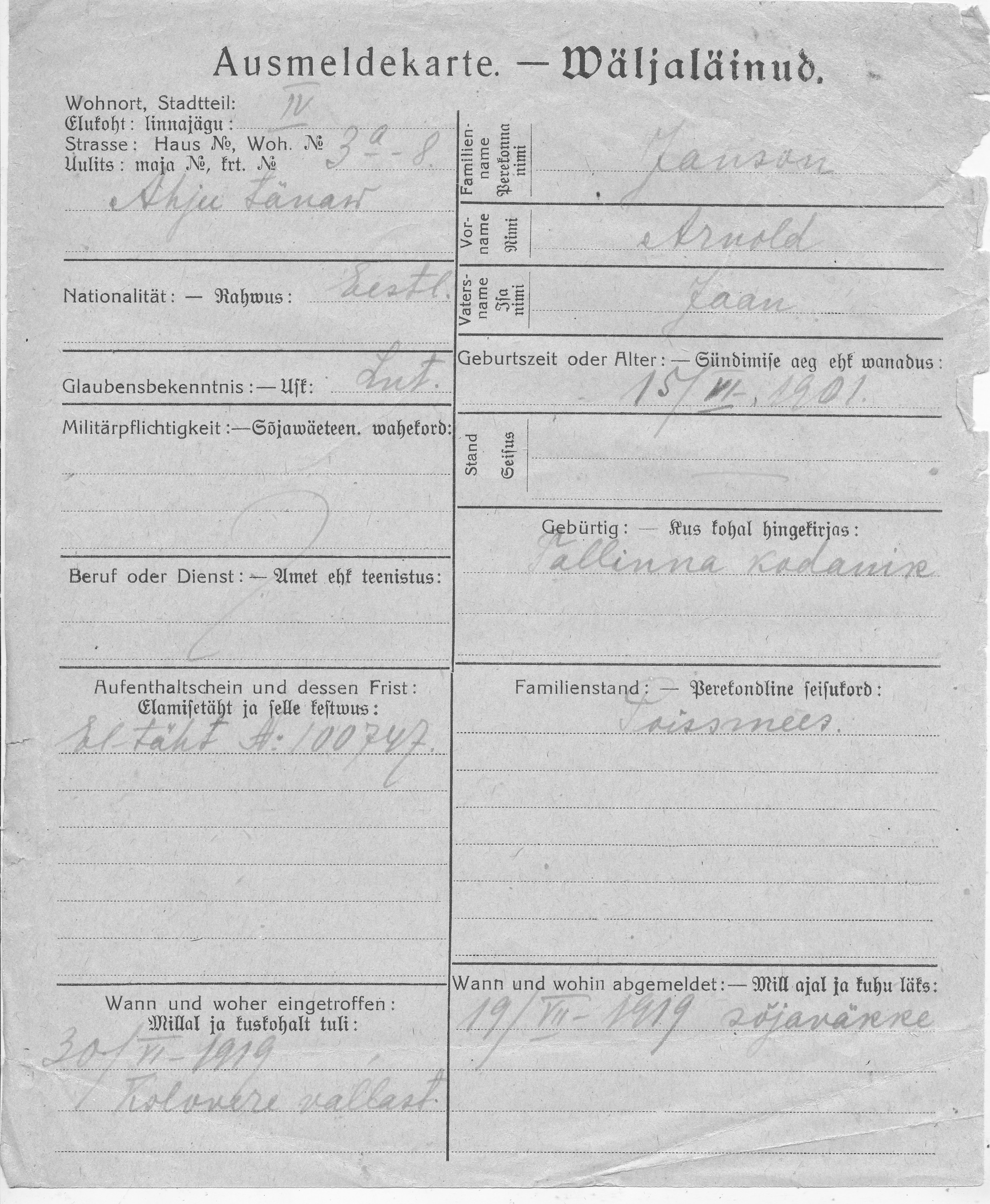 Janson, Arnold, Jaan