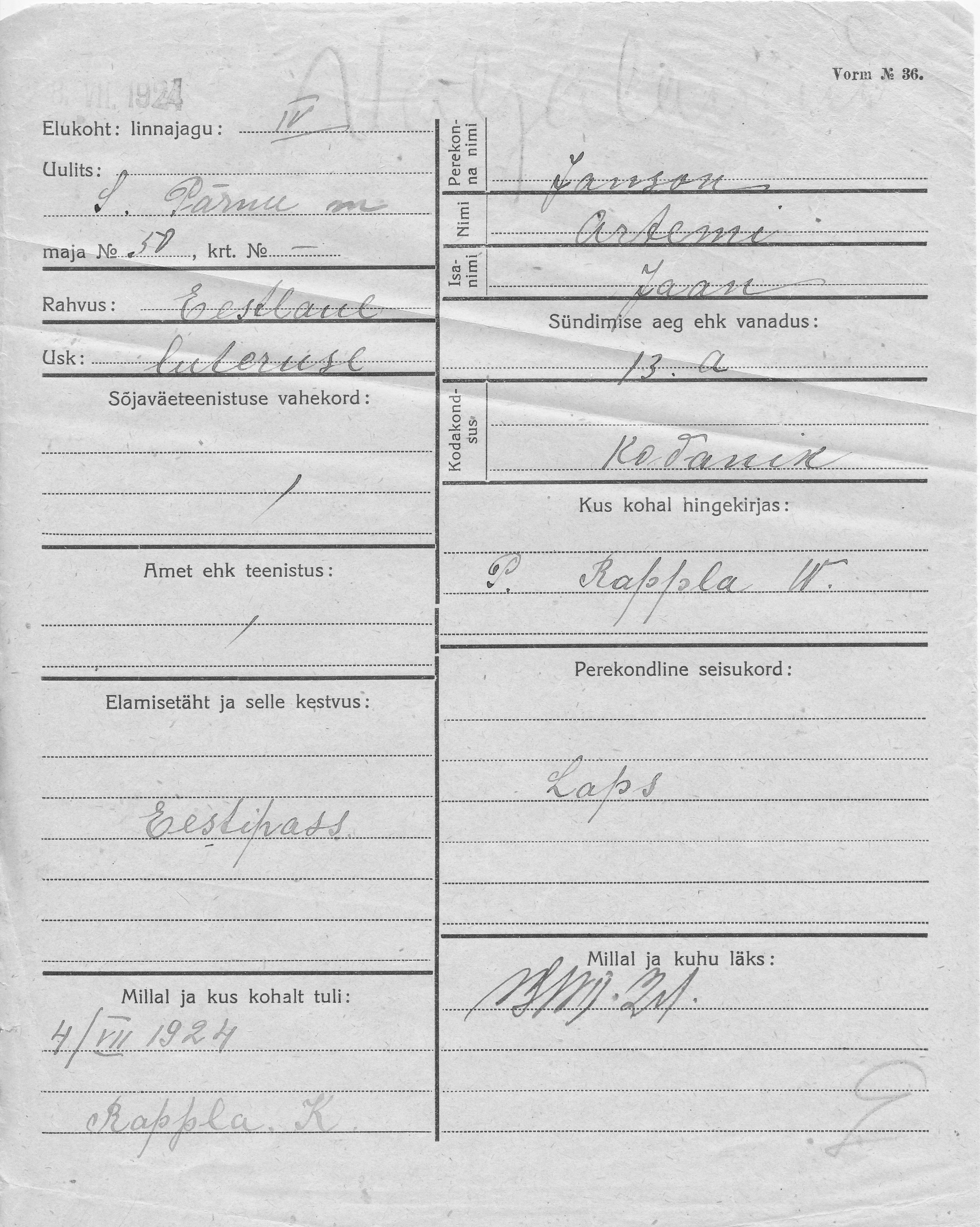 Janson, Artemi, Jaan