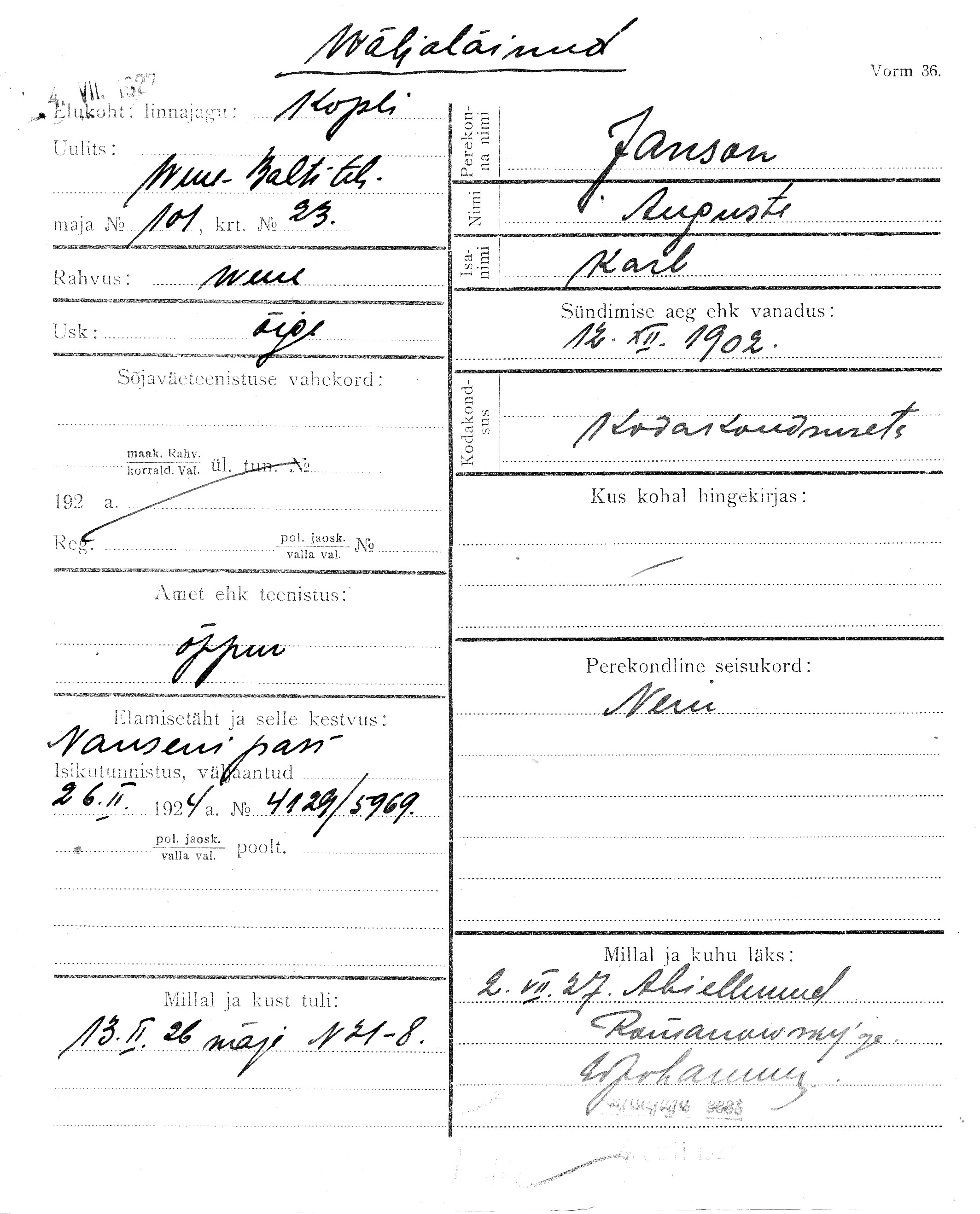 Janson, Auguste, Karl