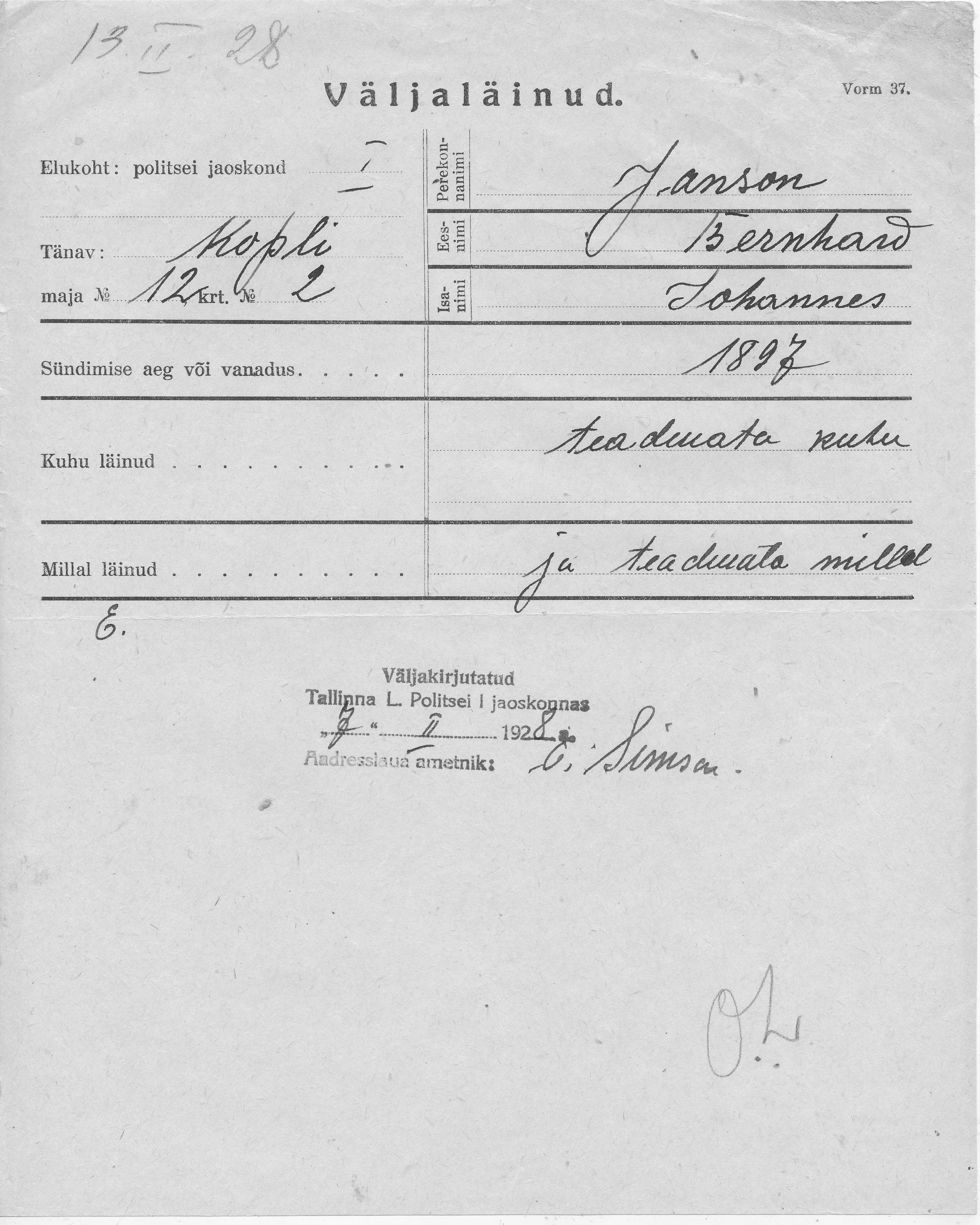 Janson, Bernhard, Johannes