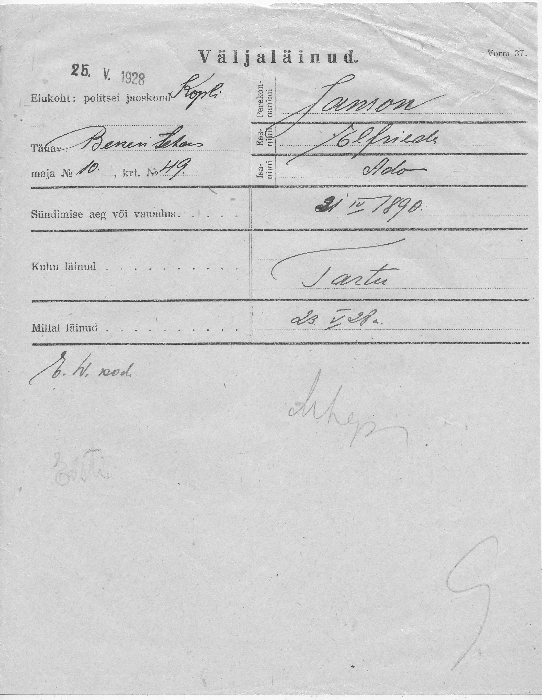 Janson, Elfriede, Ado