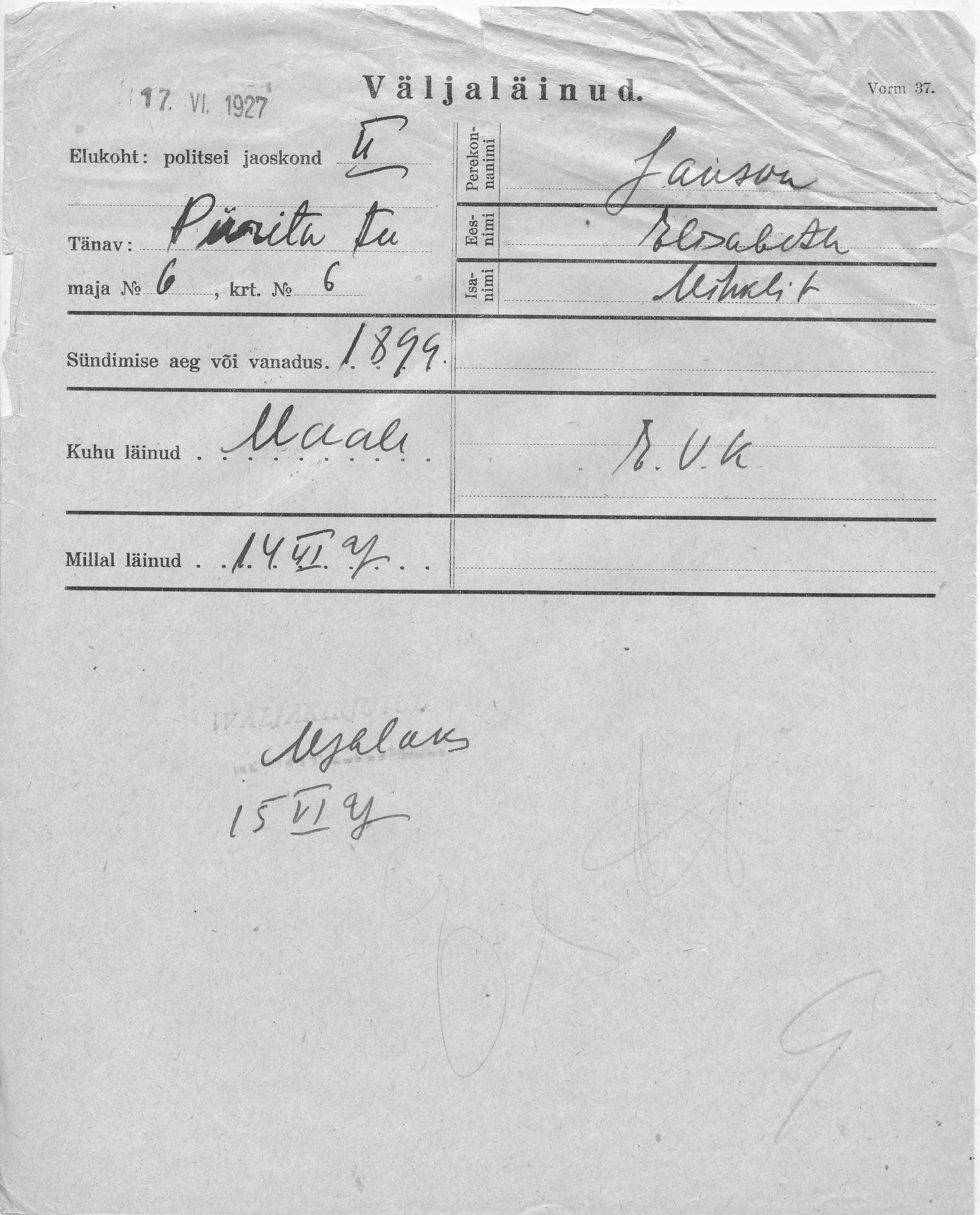 Janson, Elisabeth, Mihkel