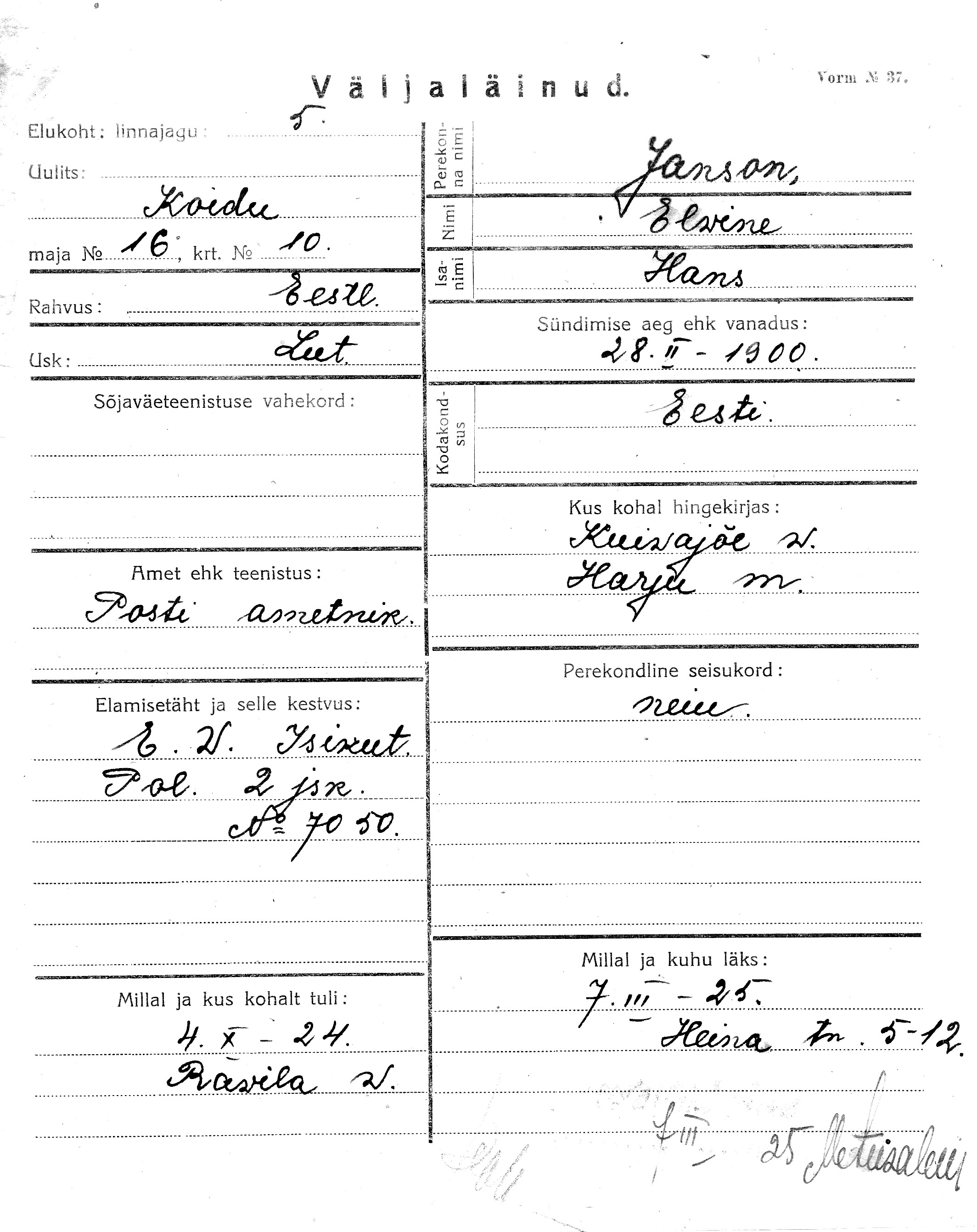 Janson, Elwine, Hans