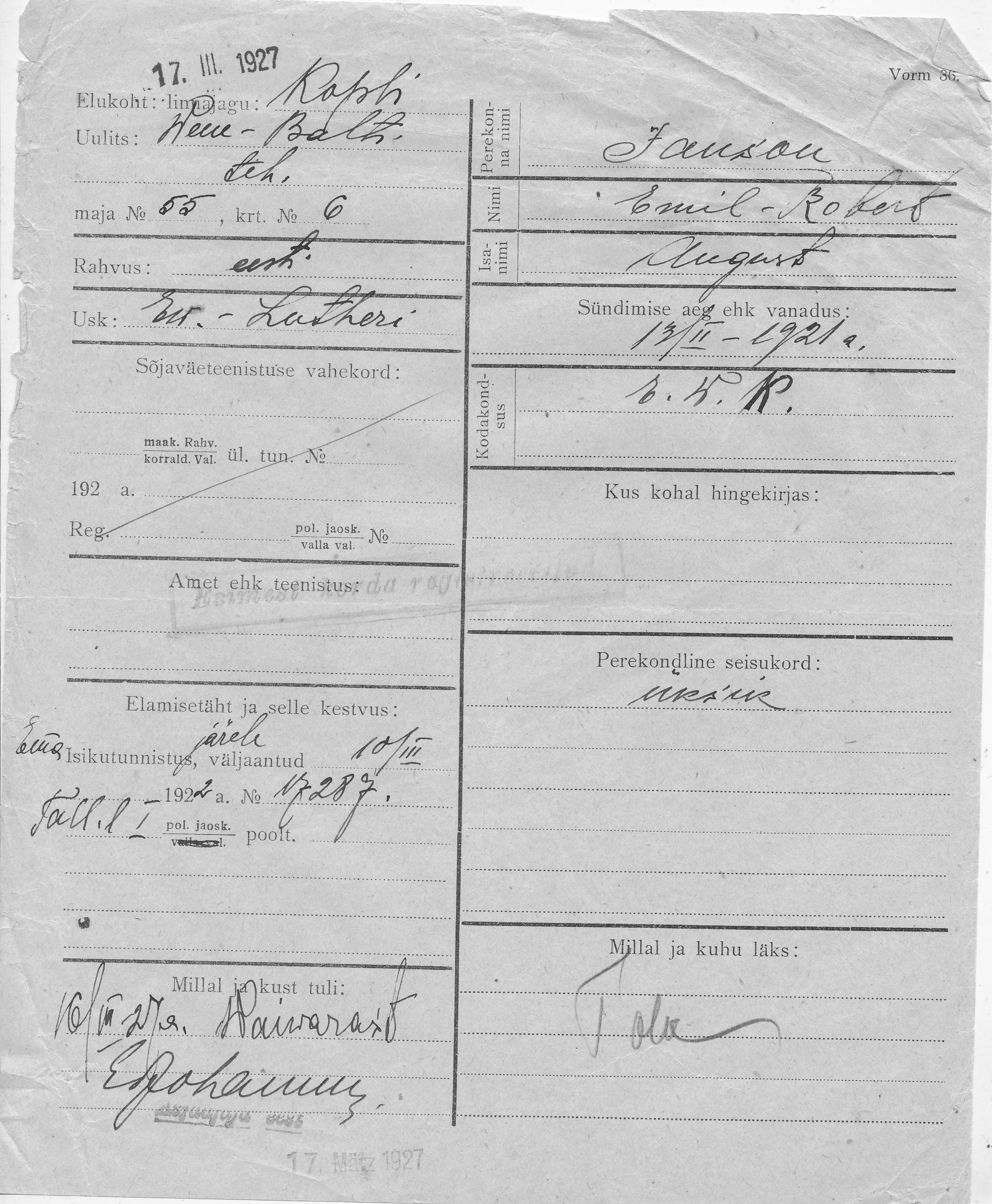 Janson, Emil-Robert, August