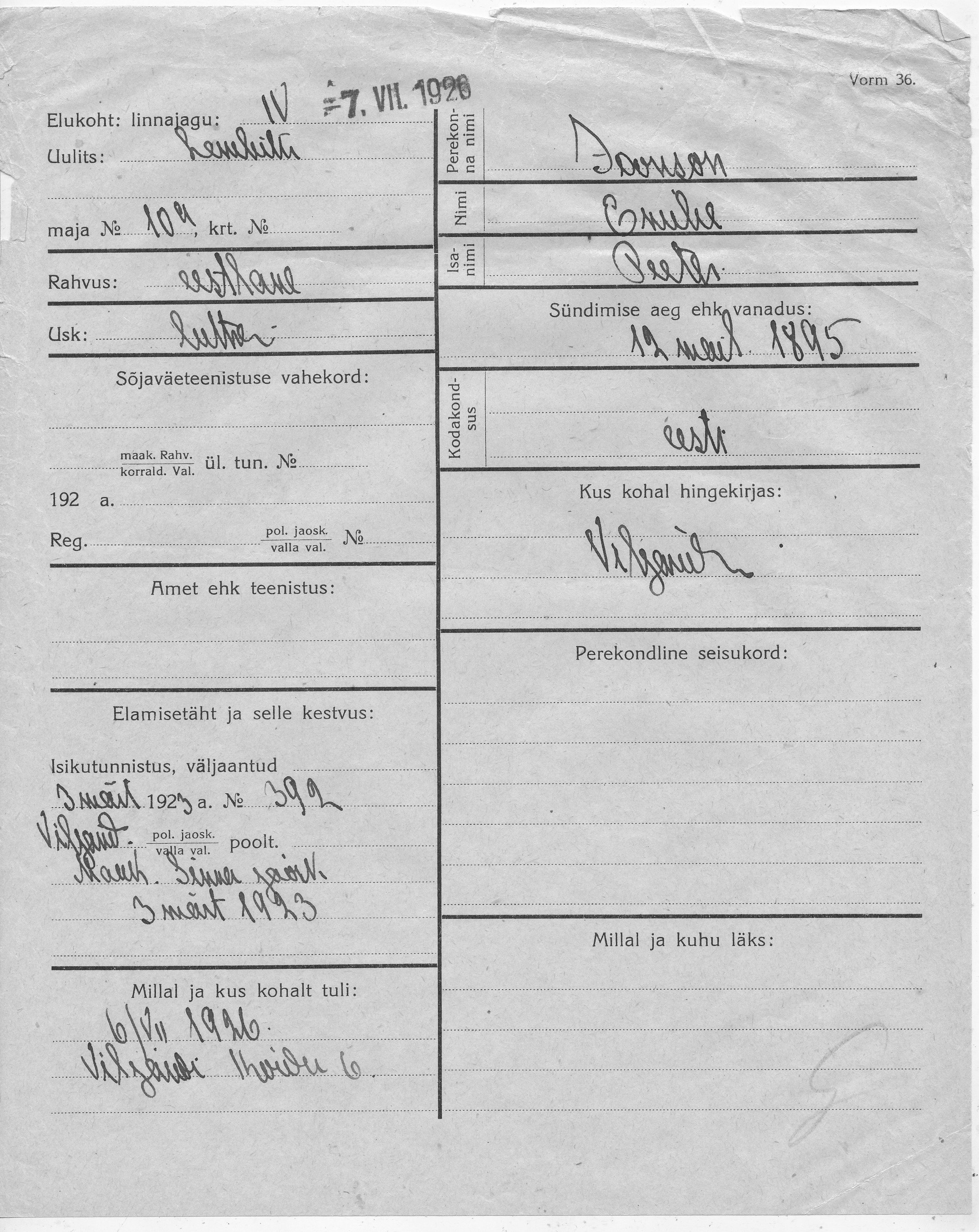 Janson, Emilie, Peeter