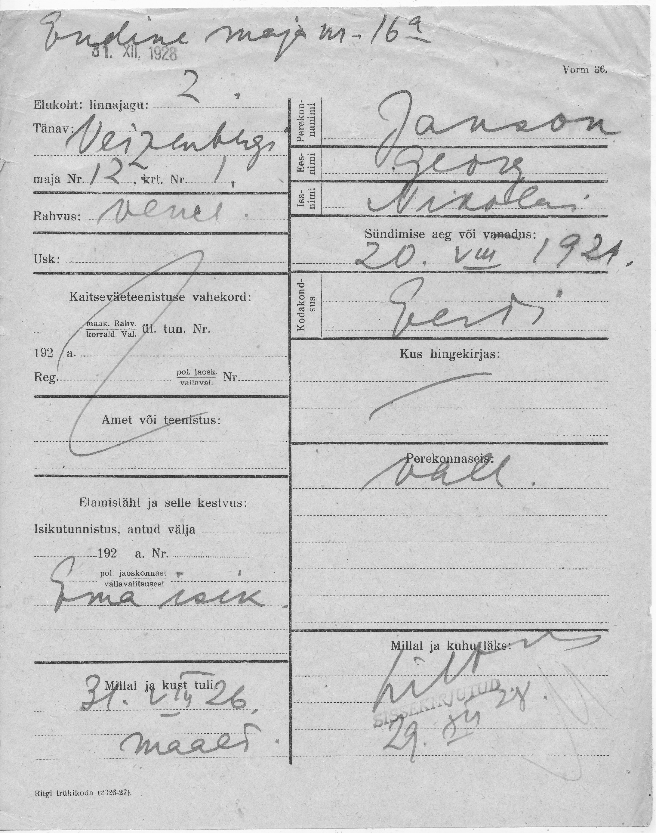 Janson, Georg, Nikolai