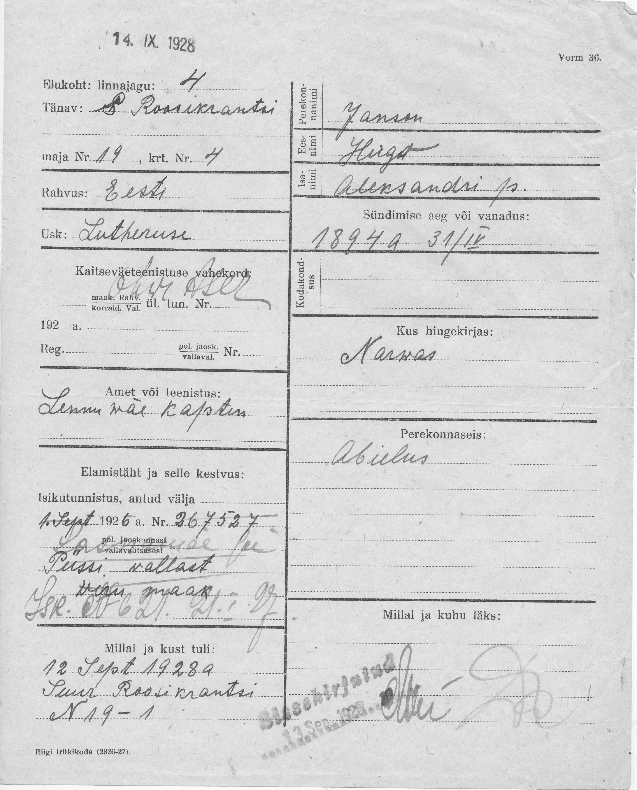 Janson, Hugo, Aleksander