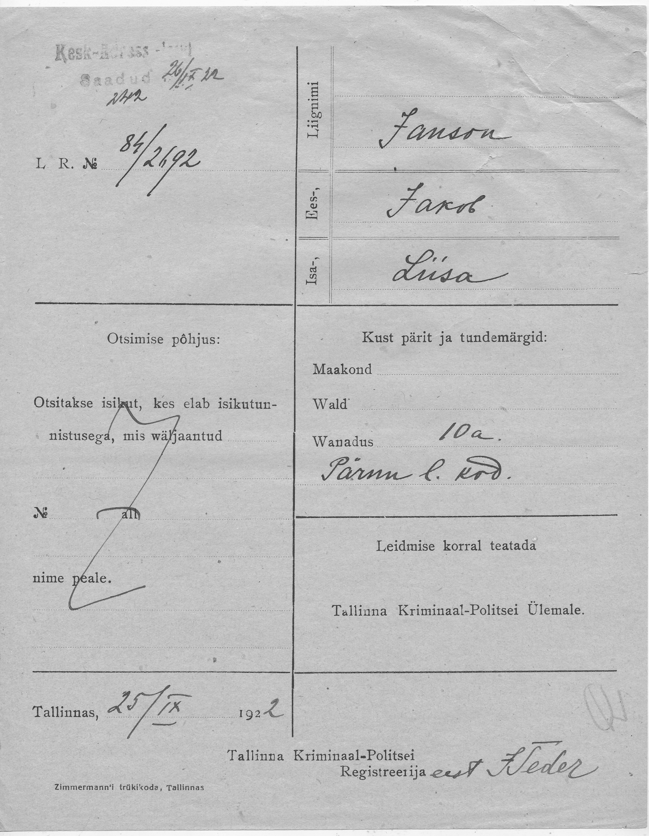 Janson, Jakob, Liisa