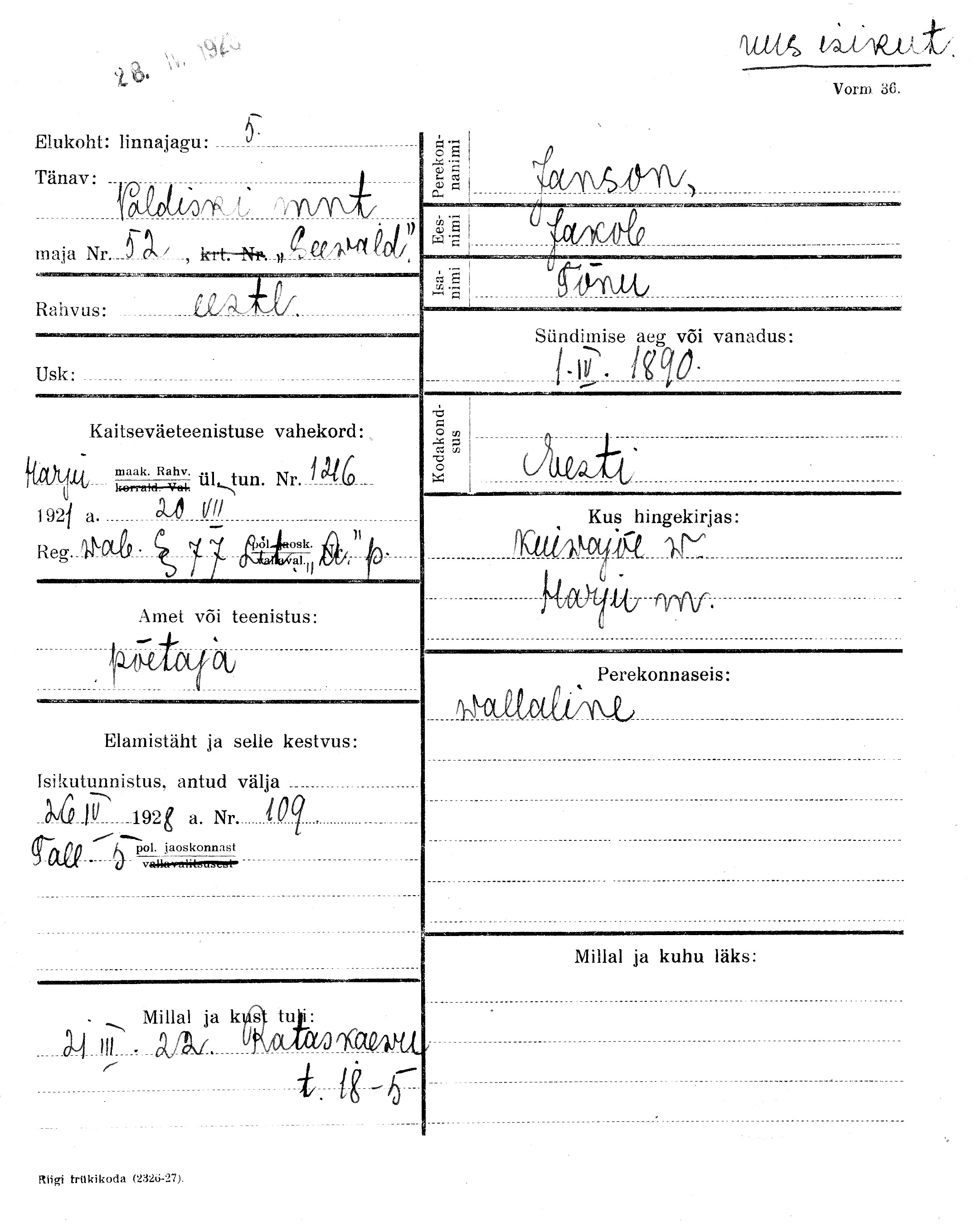 Janson, Jakob, Tõnu