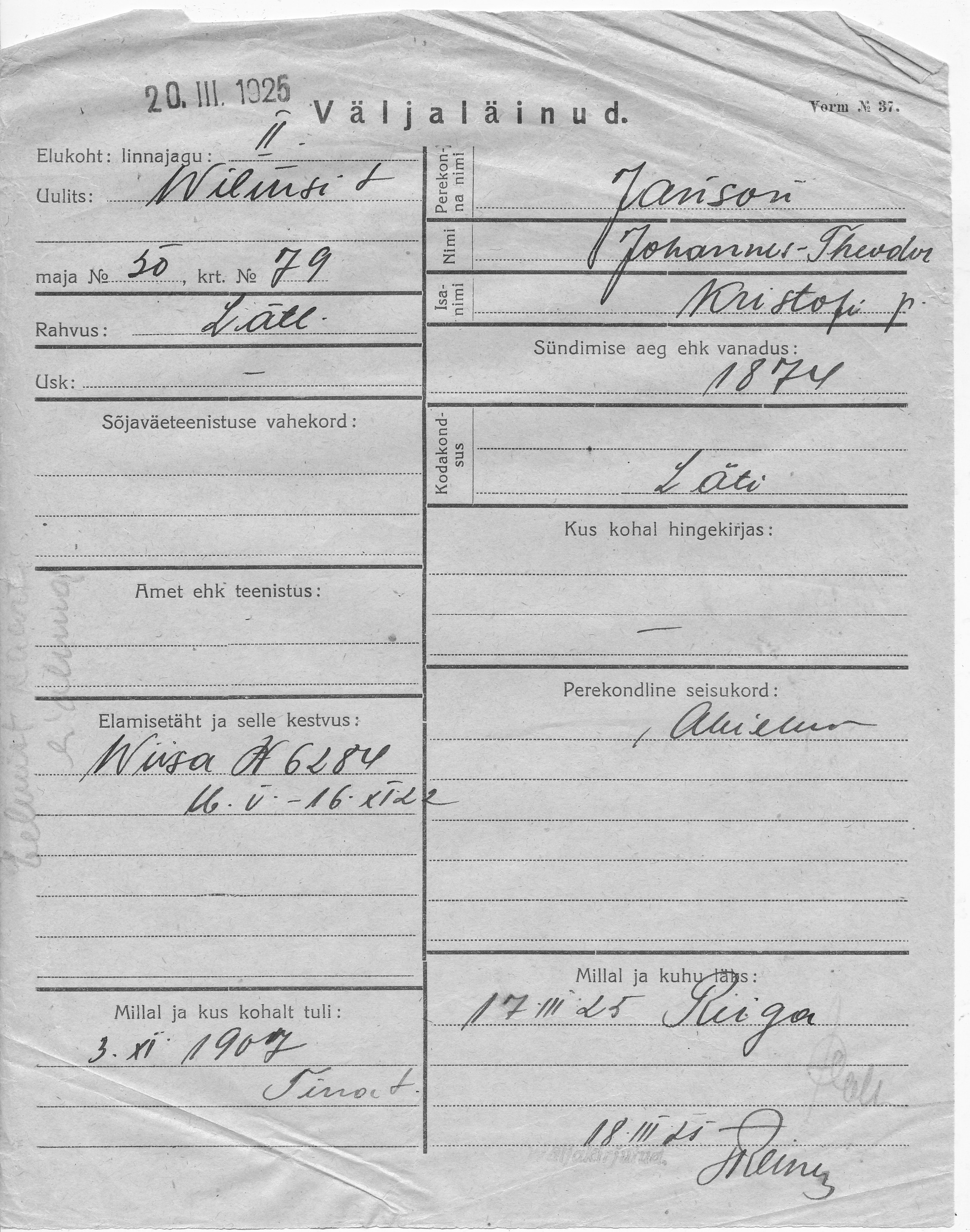 Janson, Johannes-Theodor, Kristof