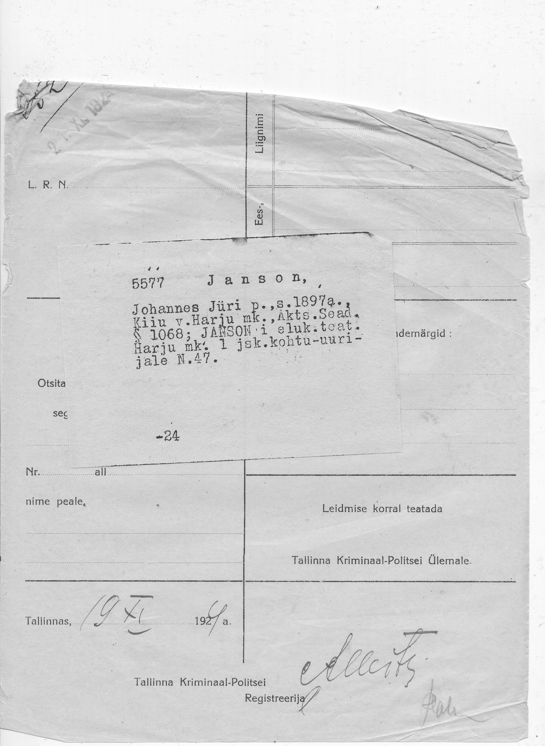 Janson, Johannes, Jüri