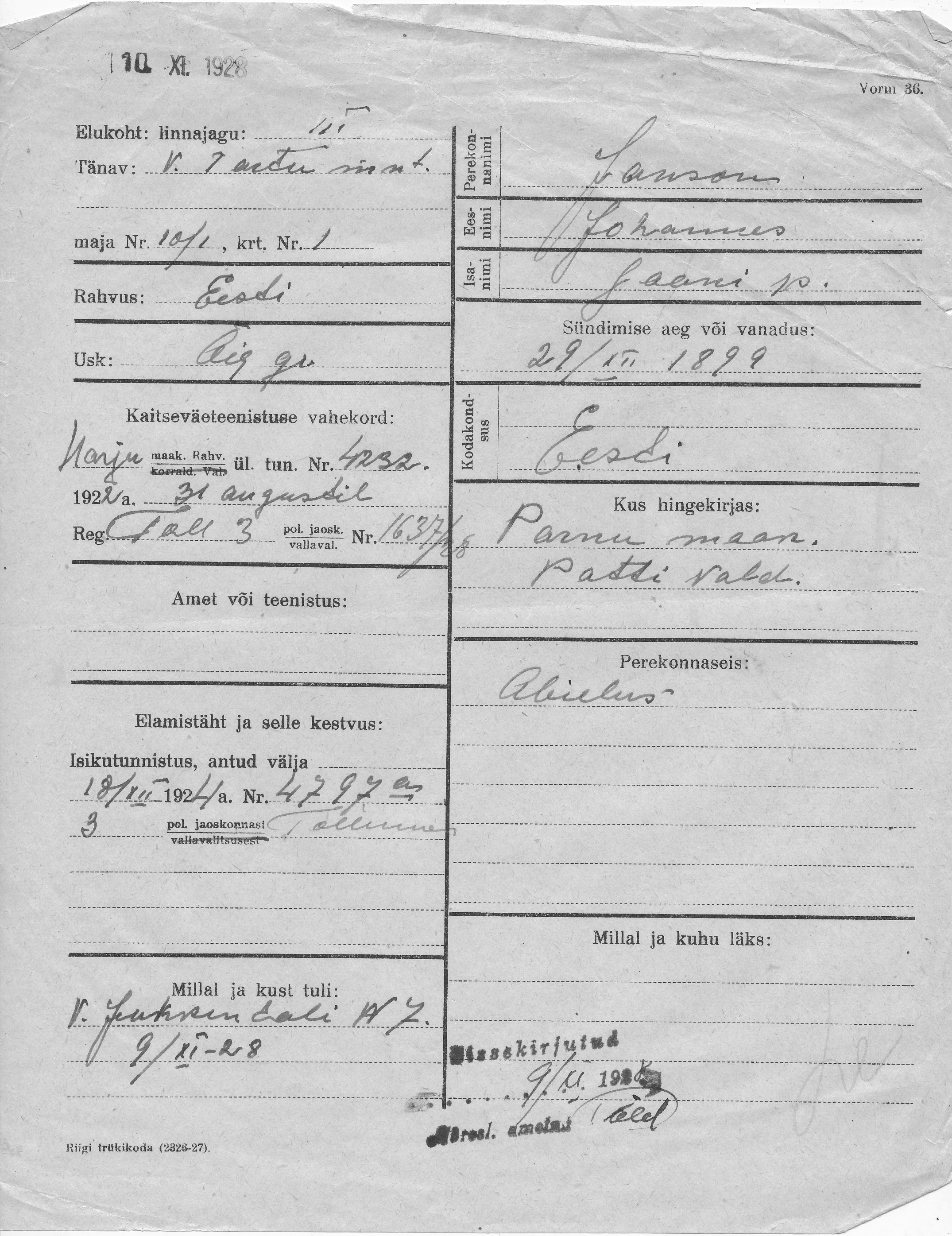 Janson, Johannes, Jaan