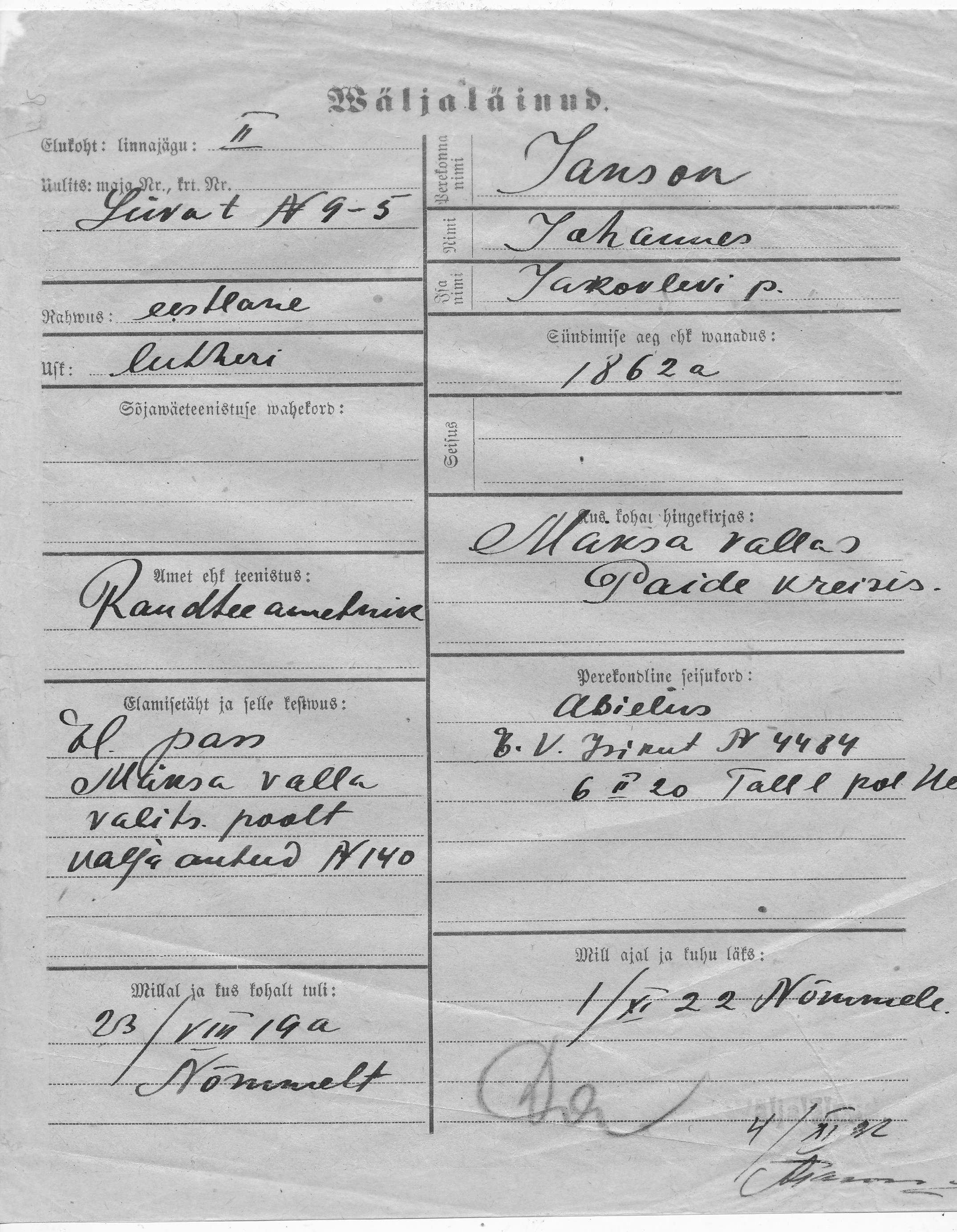 Janson, Johannes, Jakov