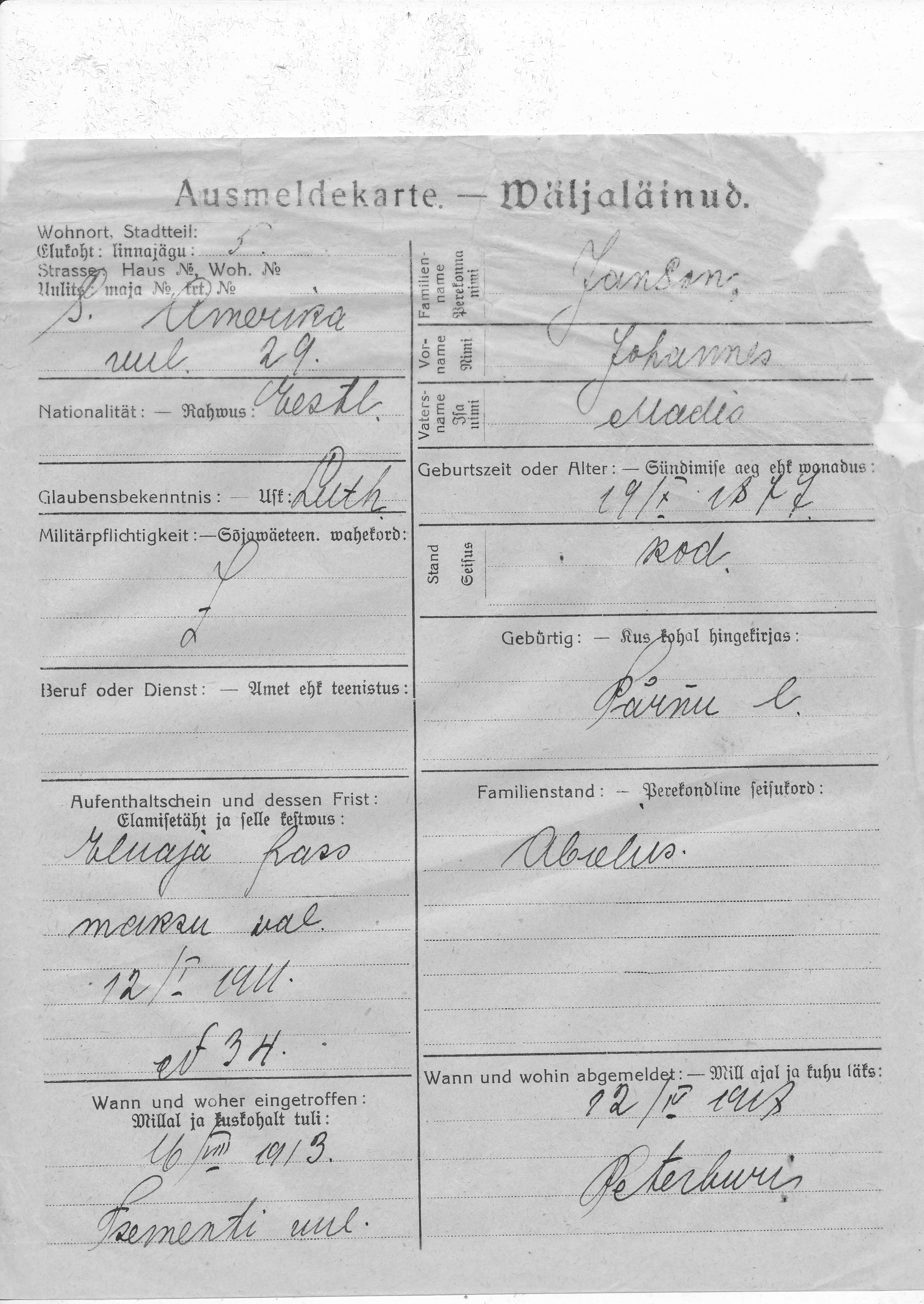 Janson, Johannes, Madis