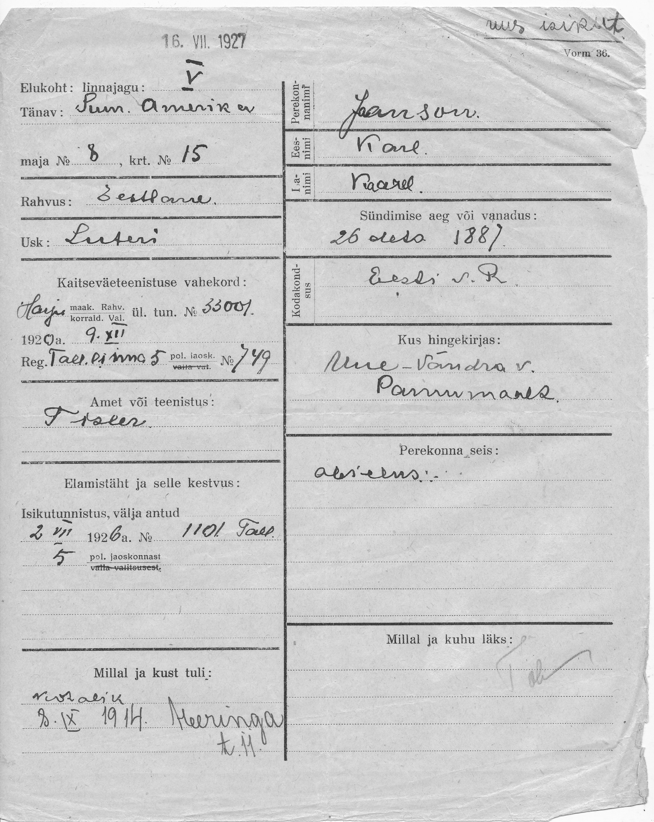 Janson, Karl, Kaarel