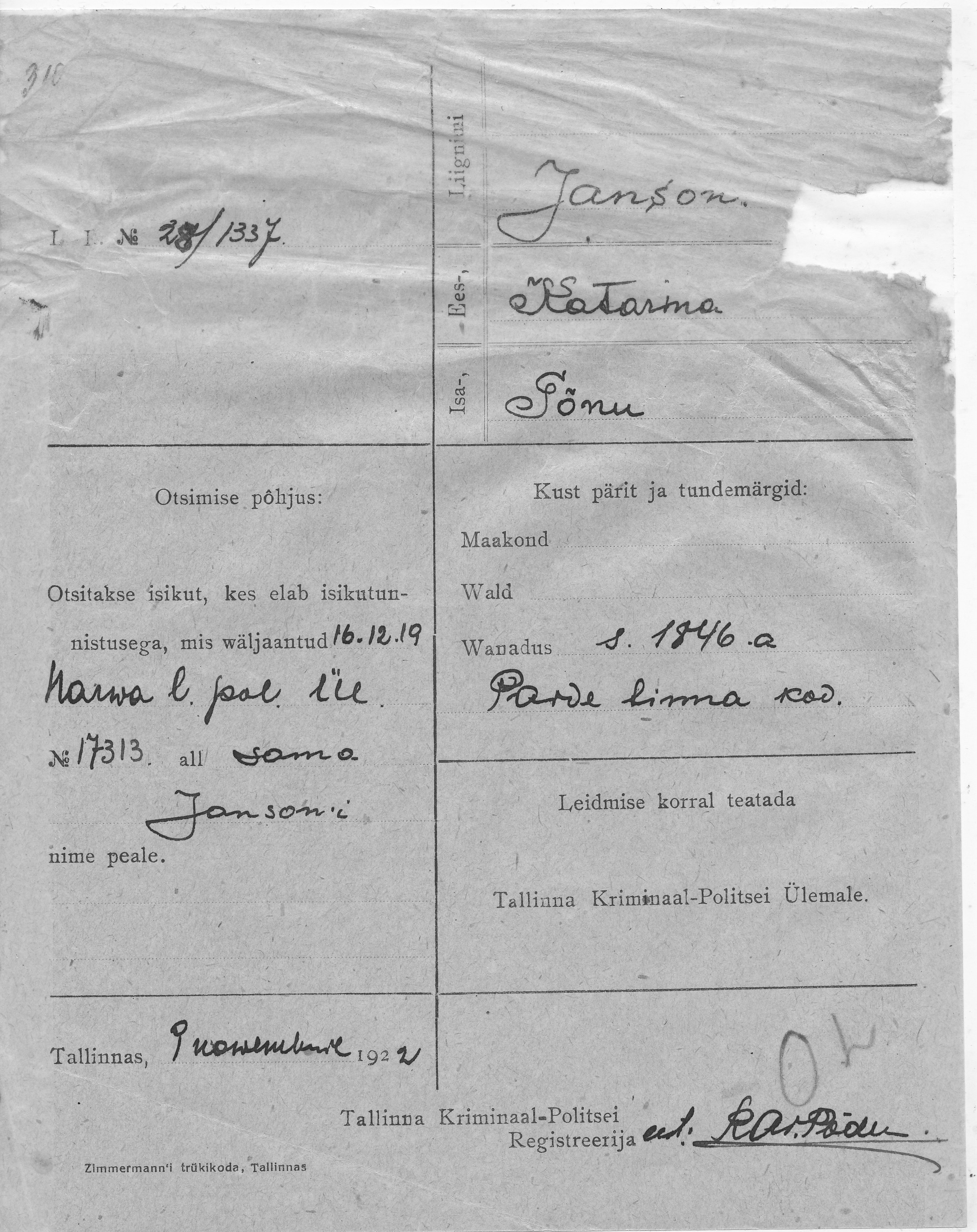 Janson, Katarina, Tõnu