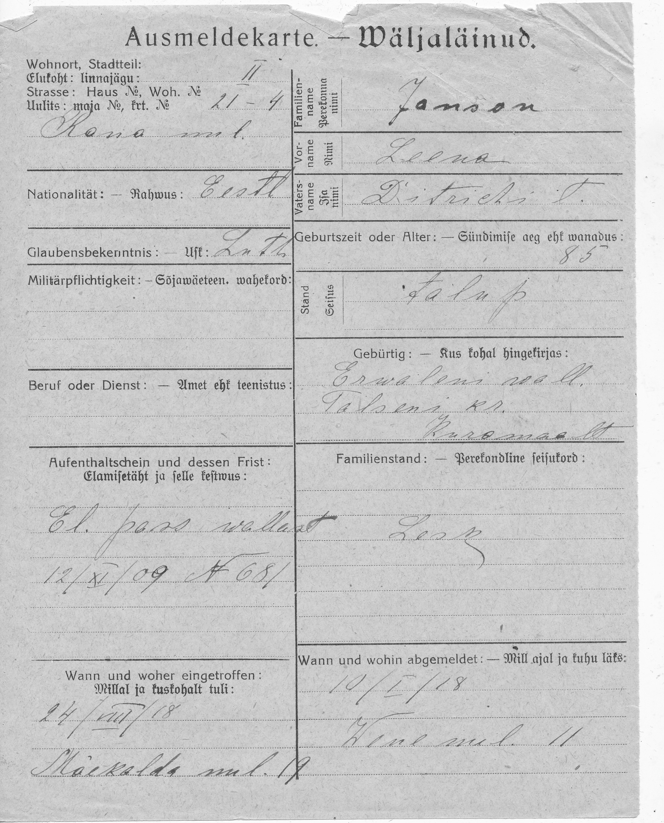 Janson, Leena, Ditrich