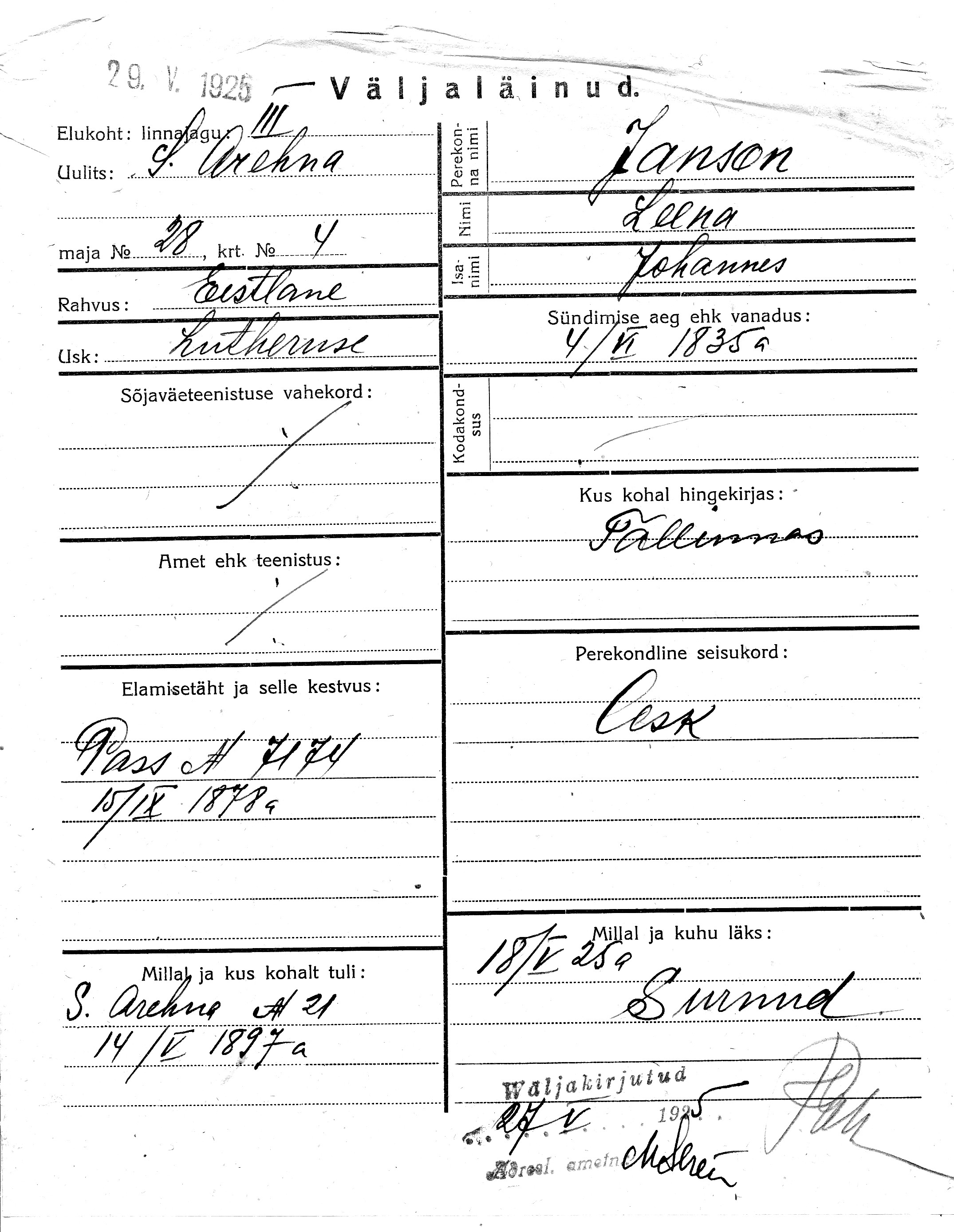 Janson, Leena, Johannes