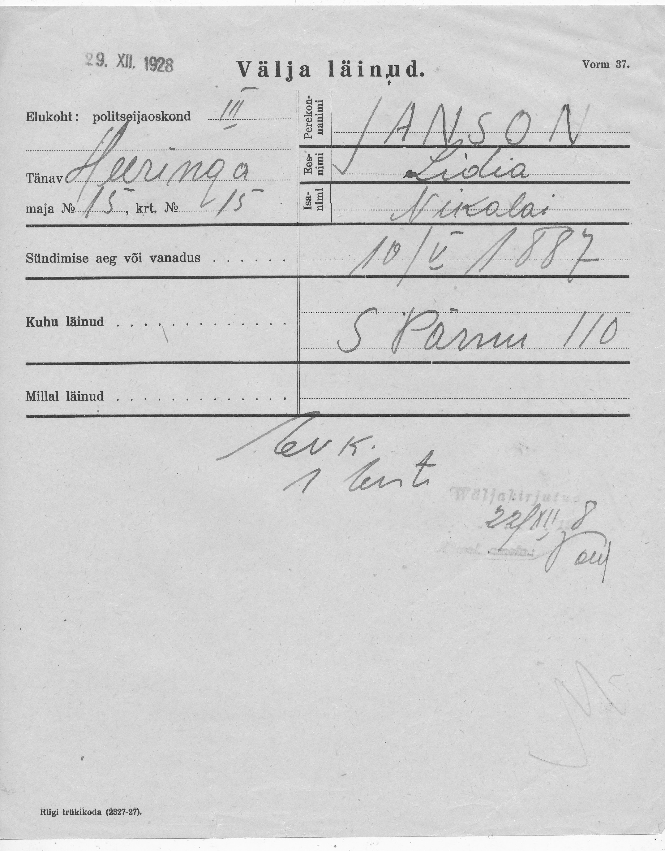 Janson, Lidia, Nikolai