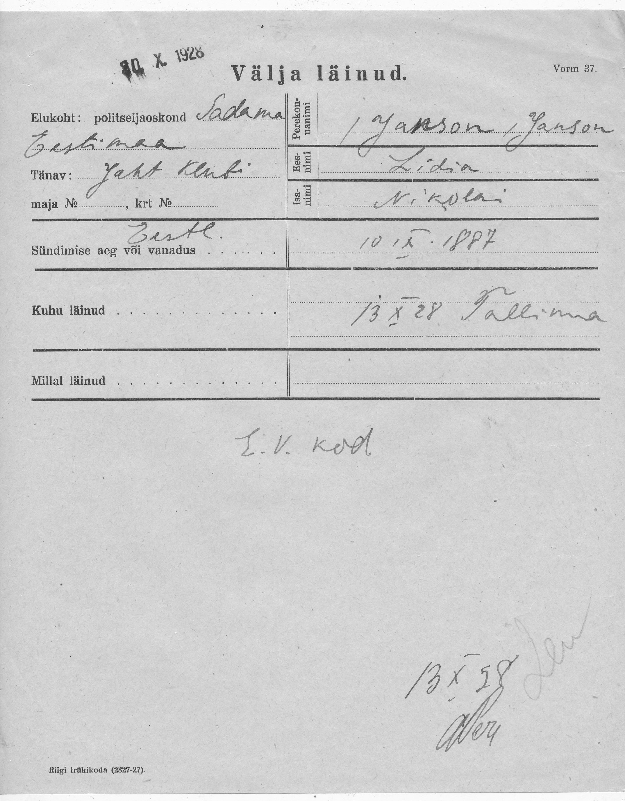 Janson, Lidia, Nikolai