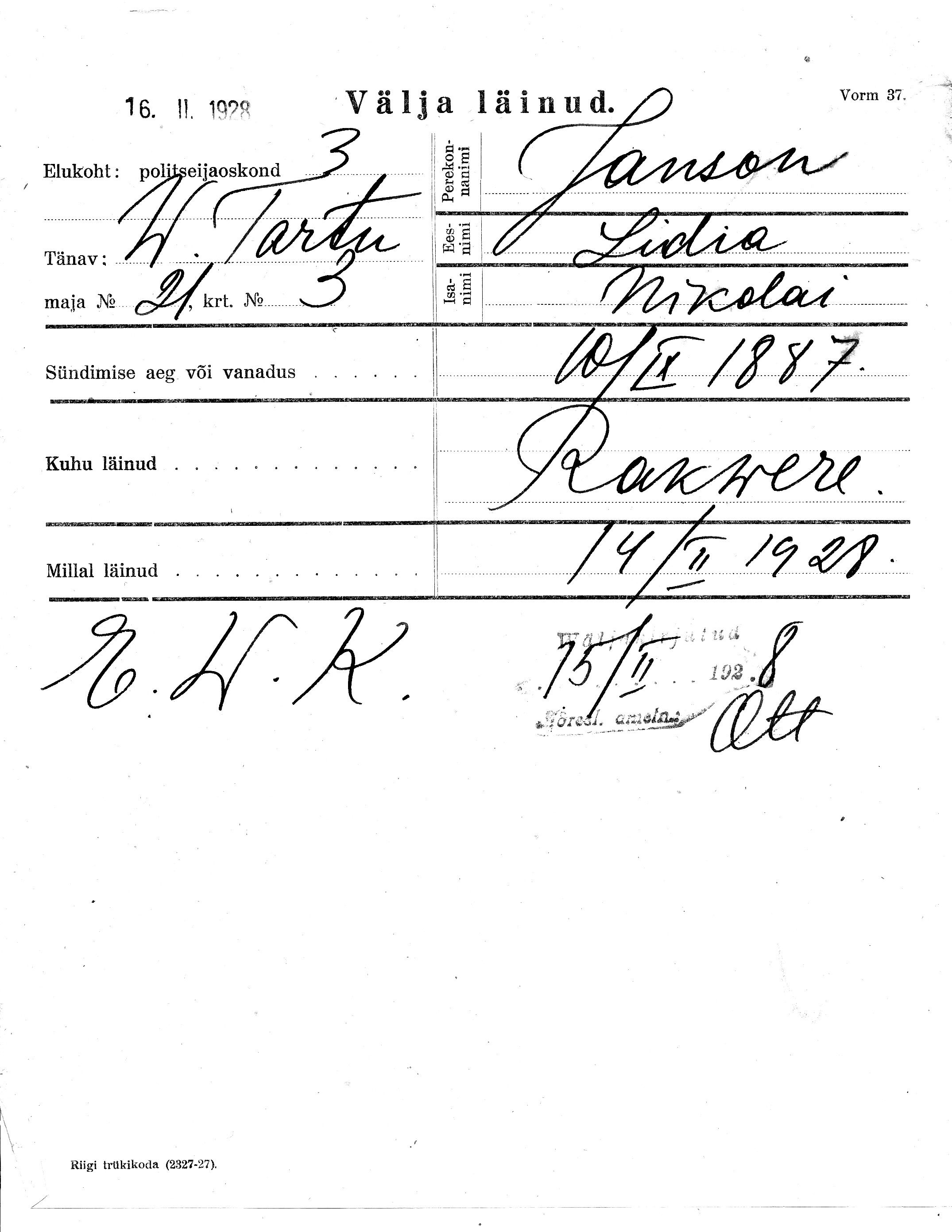 Janson, Lidia, Nikolai