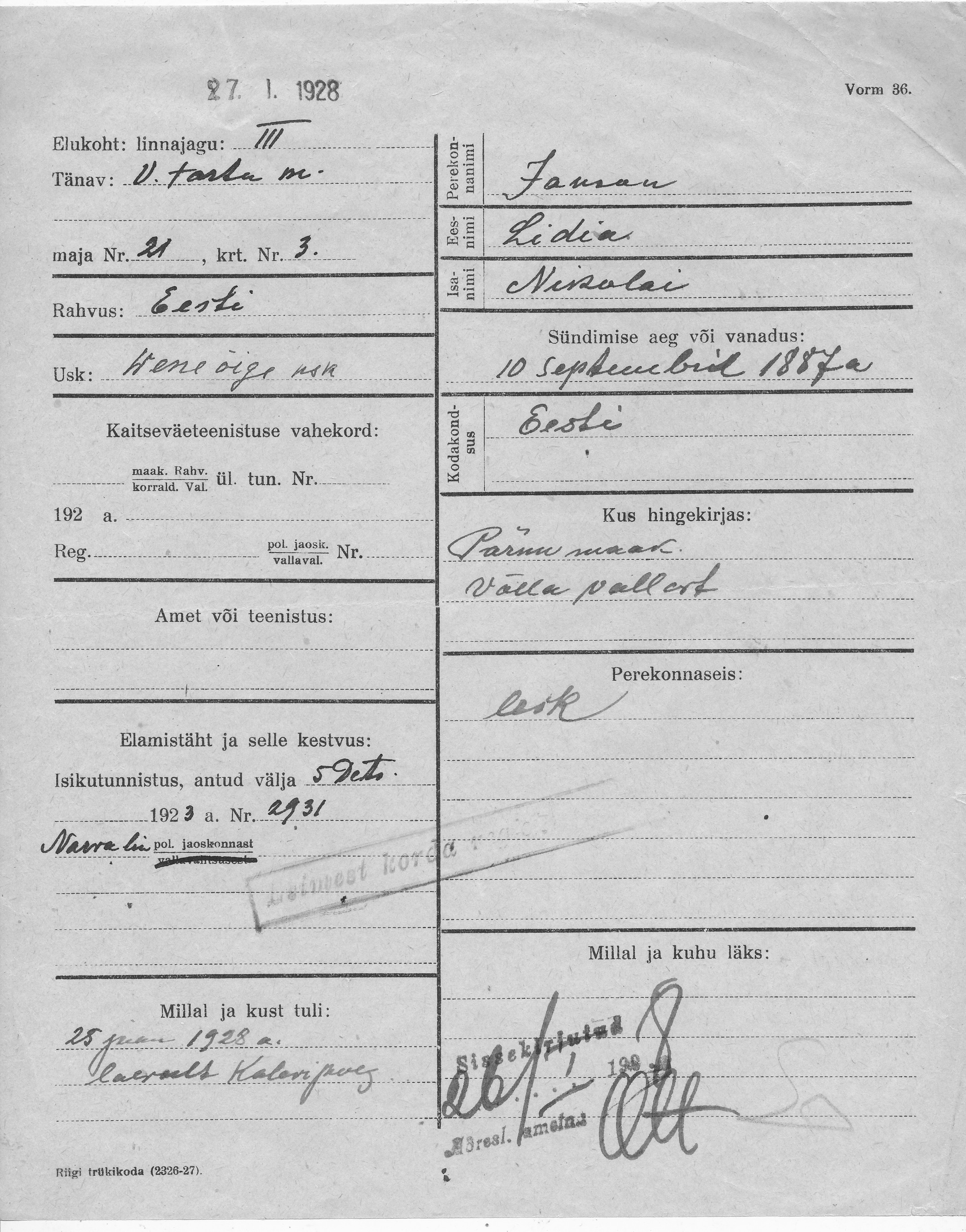 Janson, Lidia, Nikolai