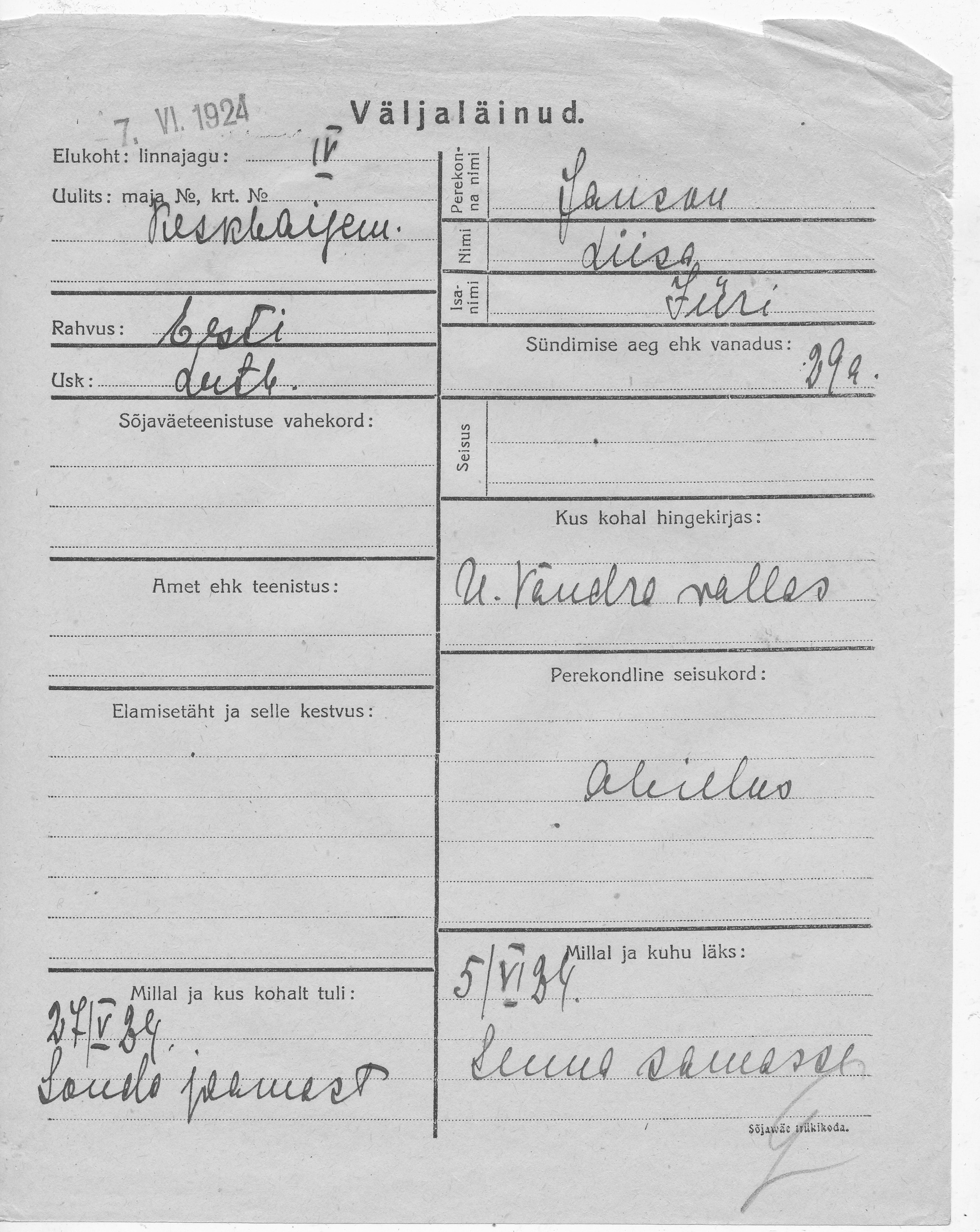 Janson, Liisa, Jüri