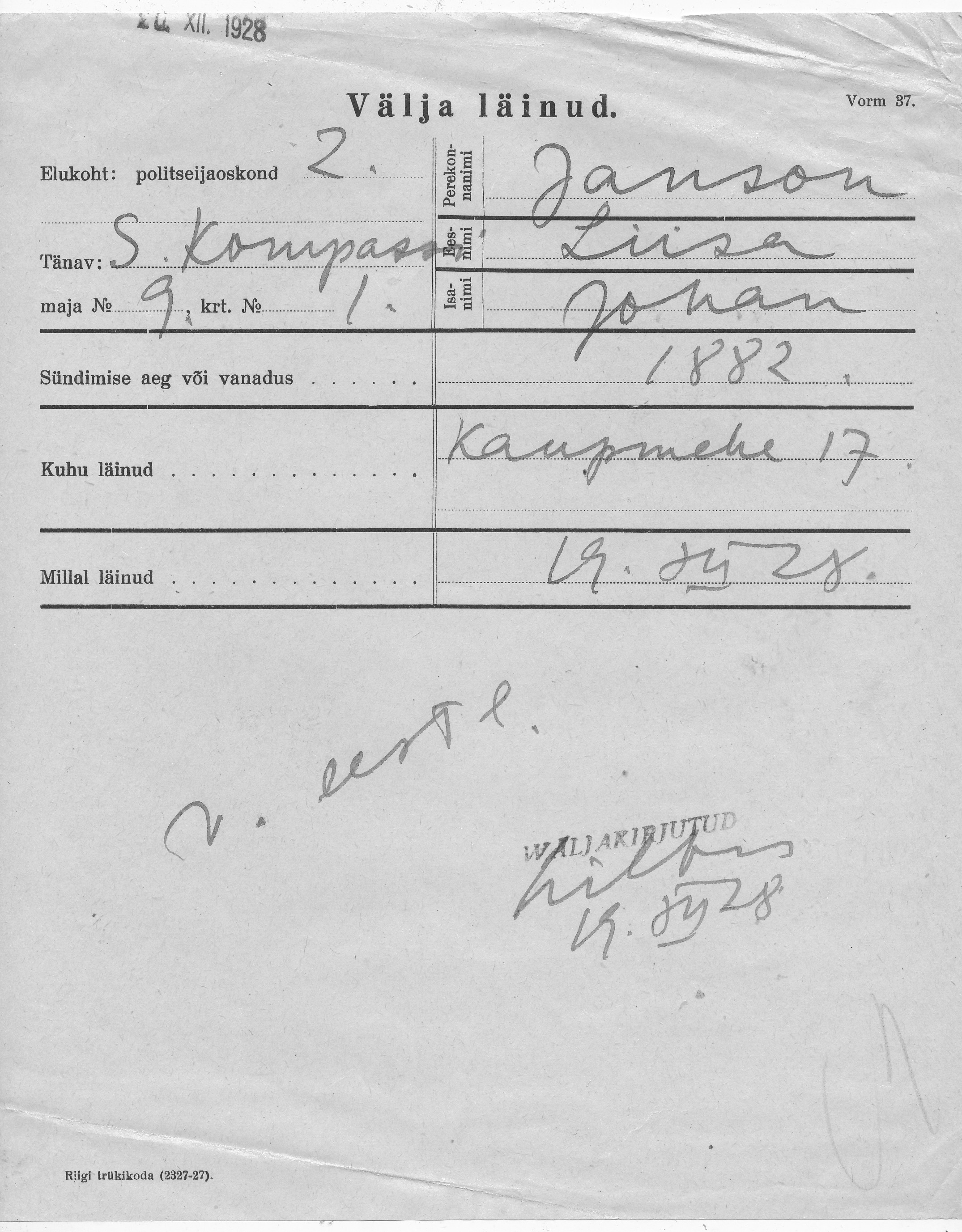 Janson, Liisa, Johan