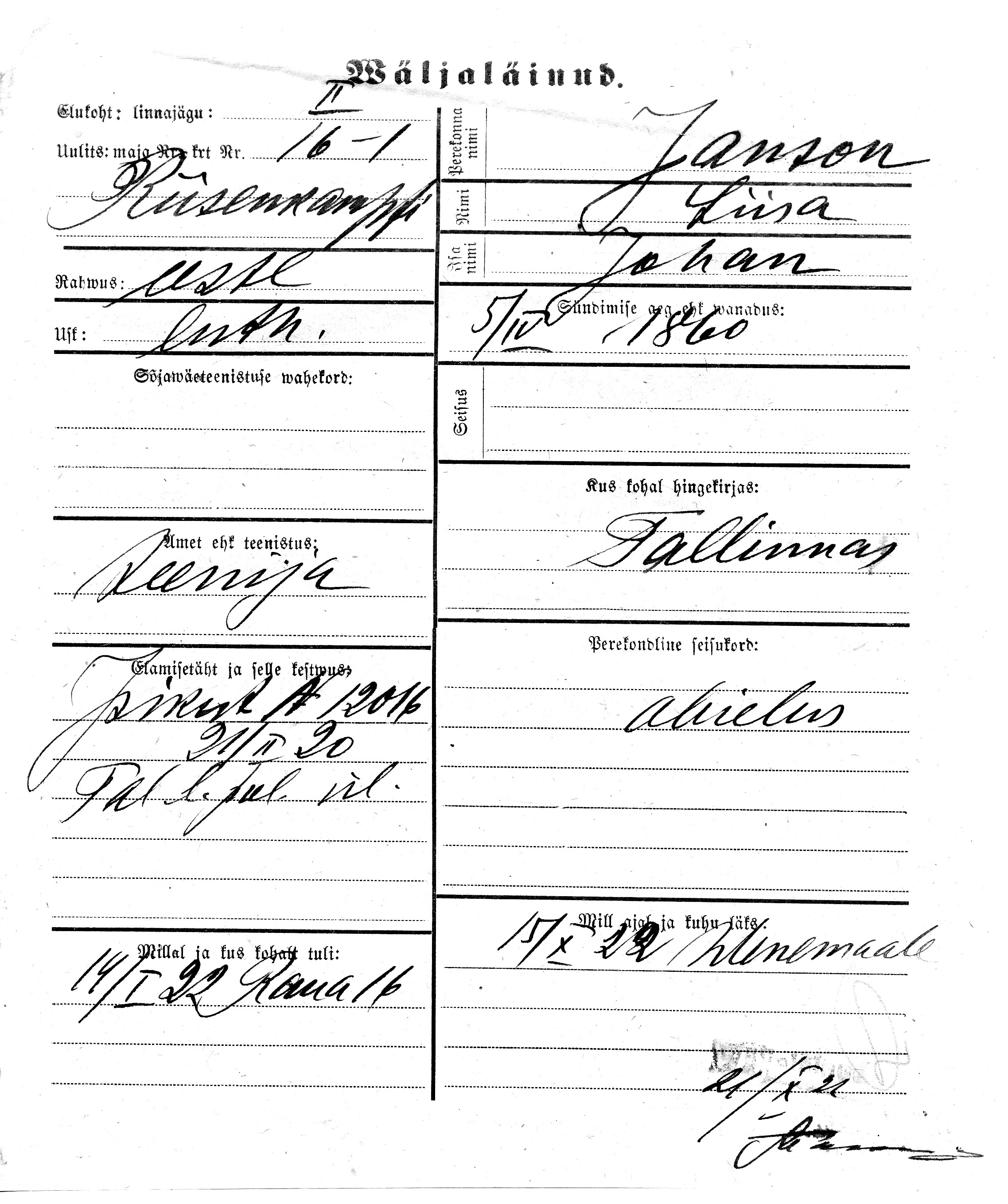 Janson, Liisa, Johan