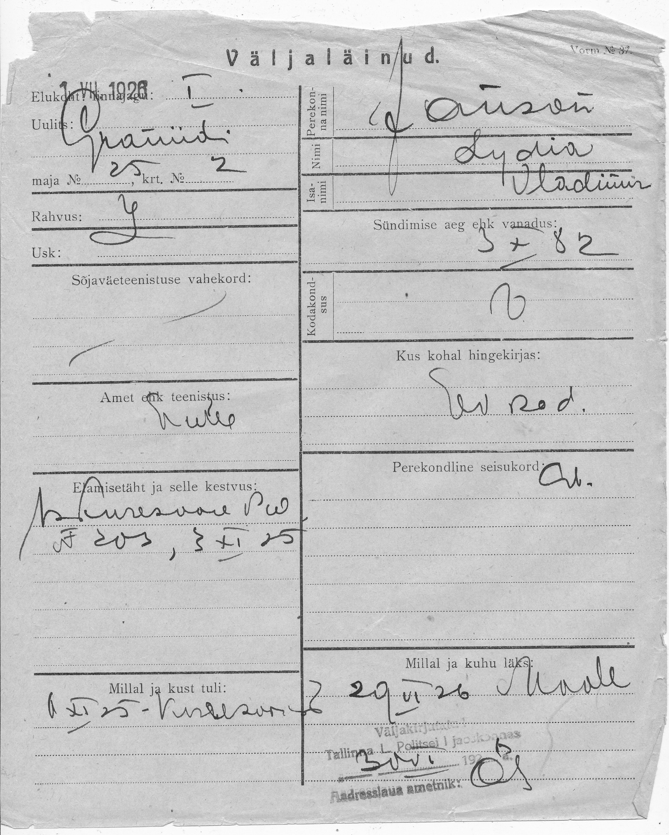 Janson, Lydia, Vladimir