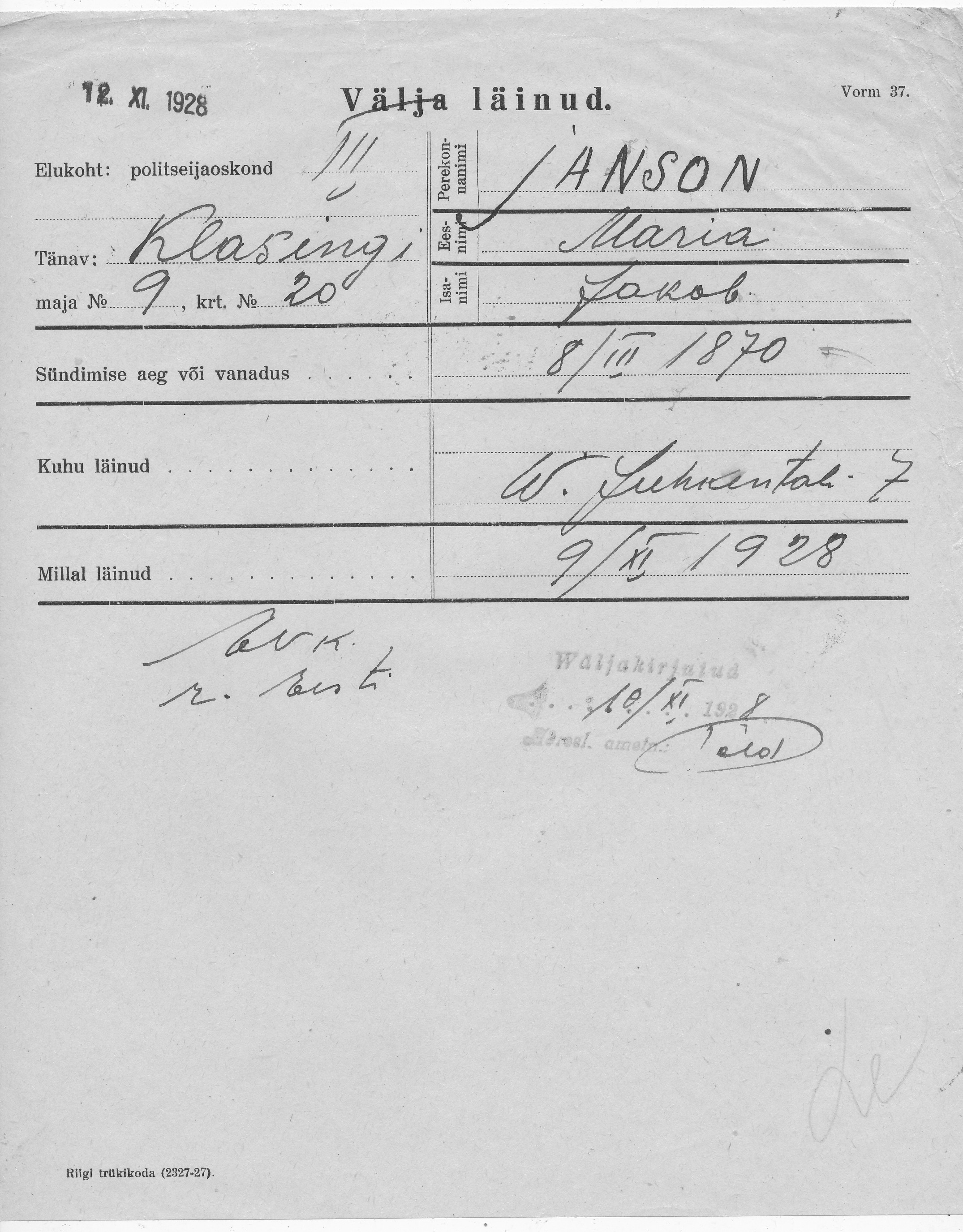 Janson, Maria, Jakob