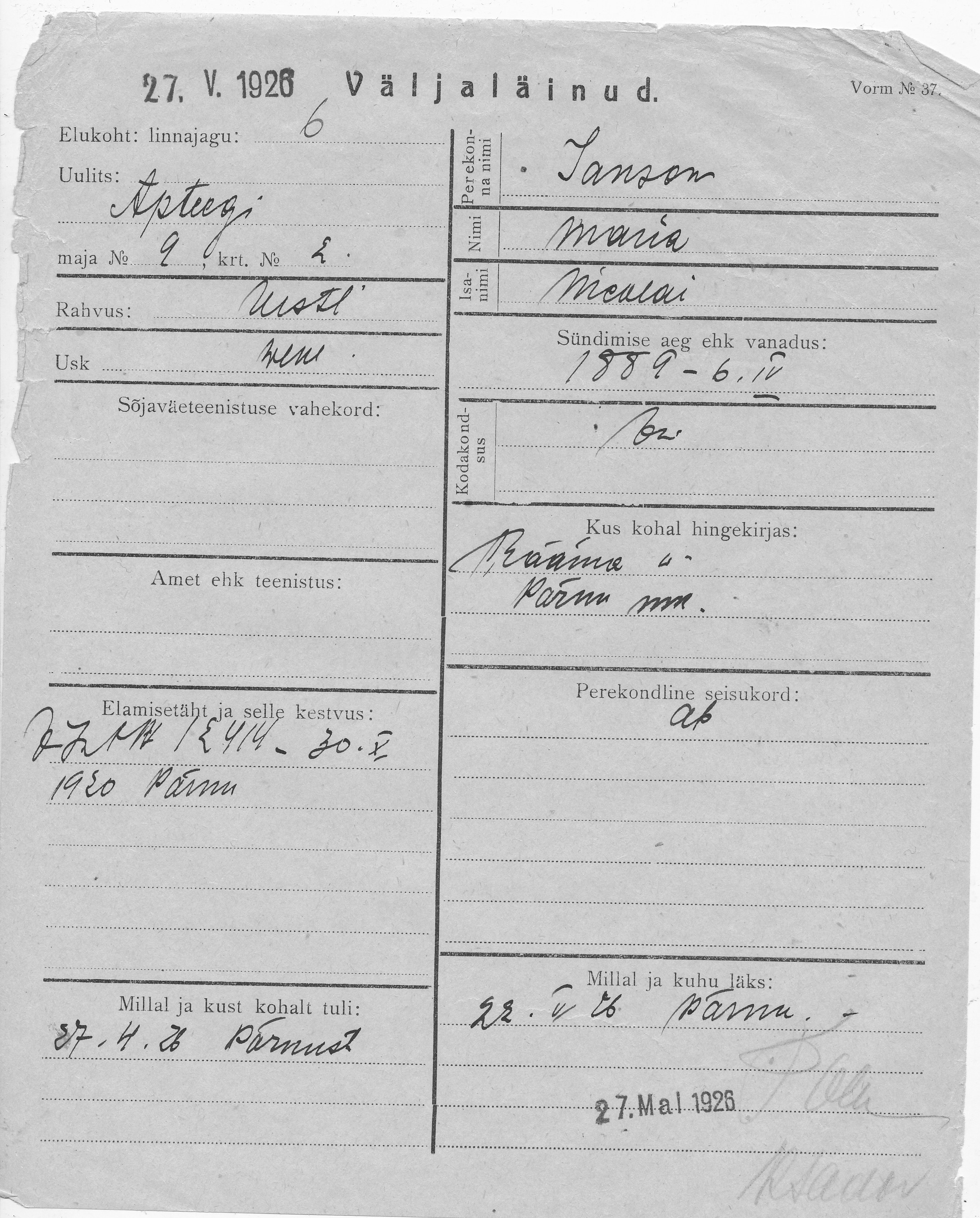 Janson, Maria, Nicolai